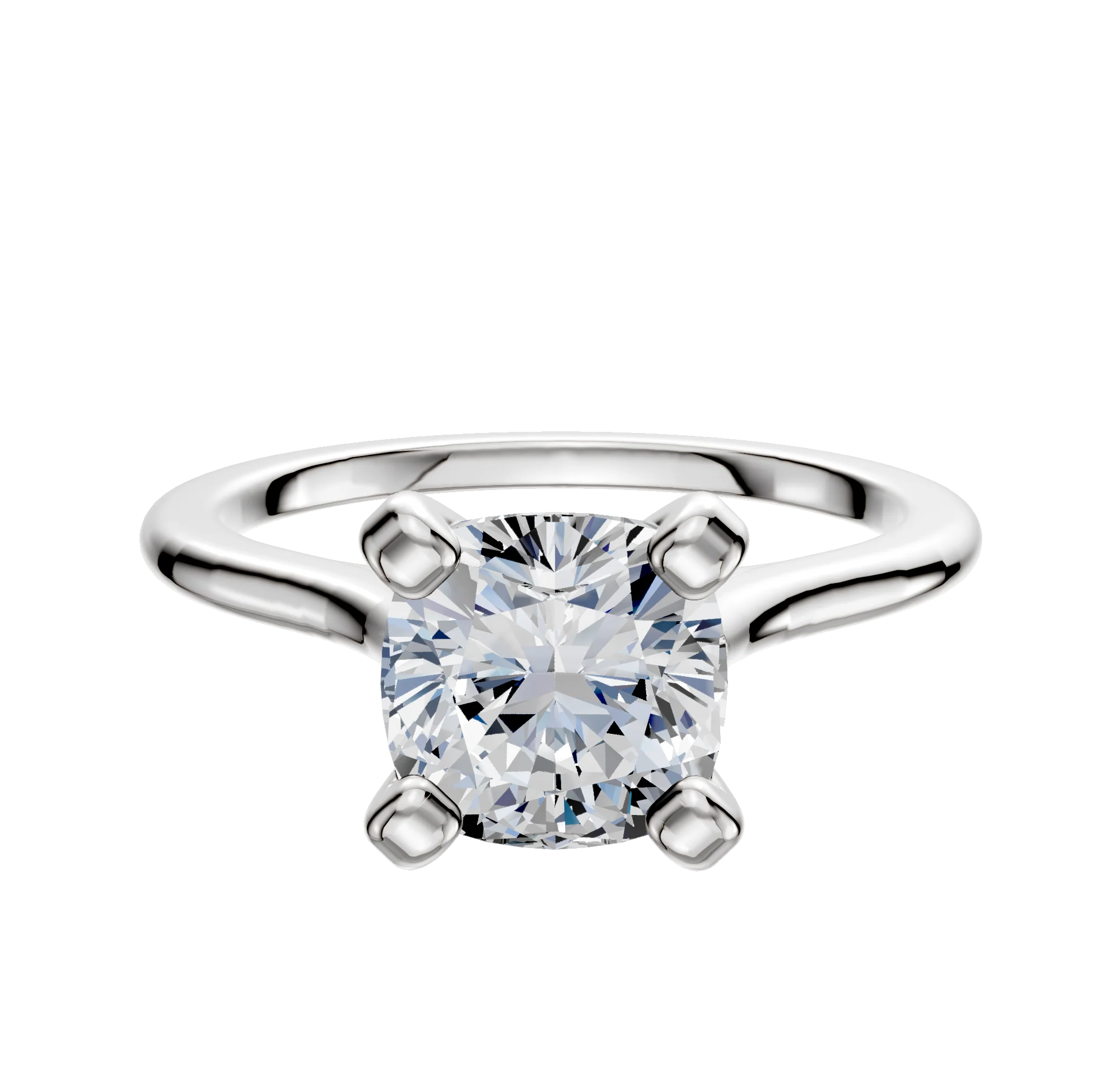 18K White Gold 4 Prong Cathedral Dome 1.5mm Engagement Ring