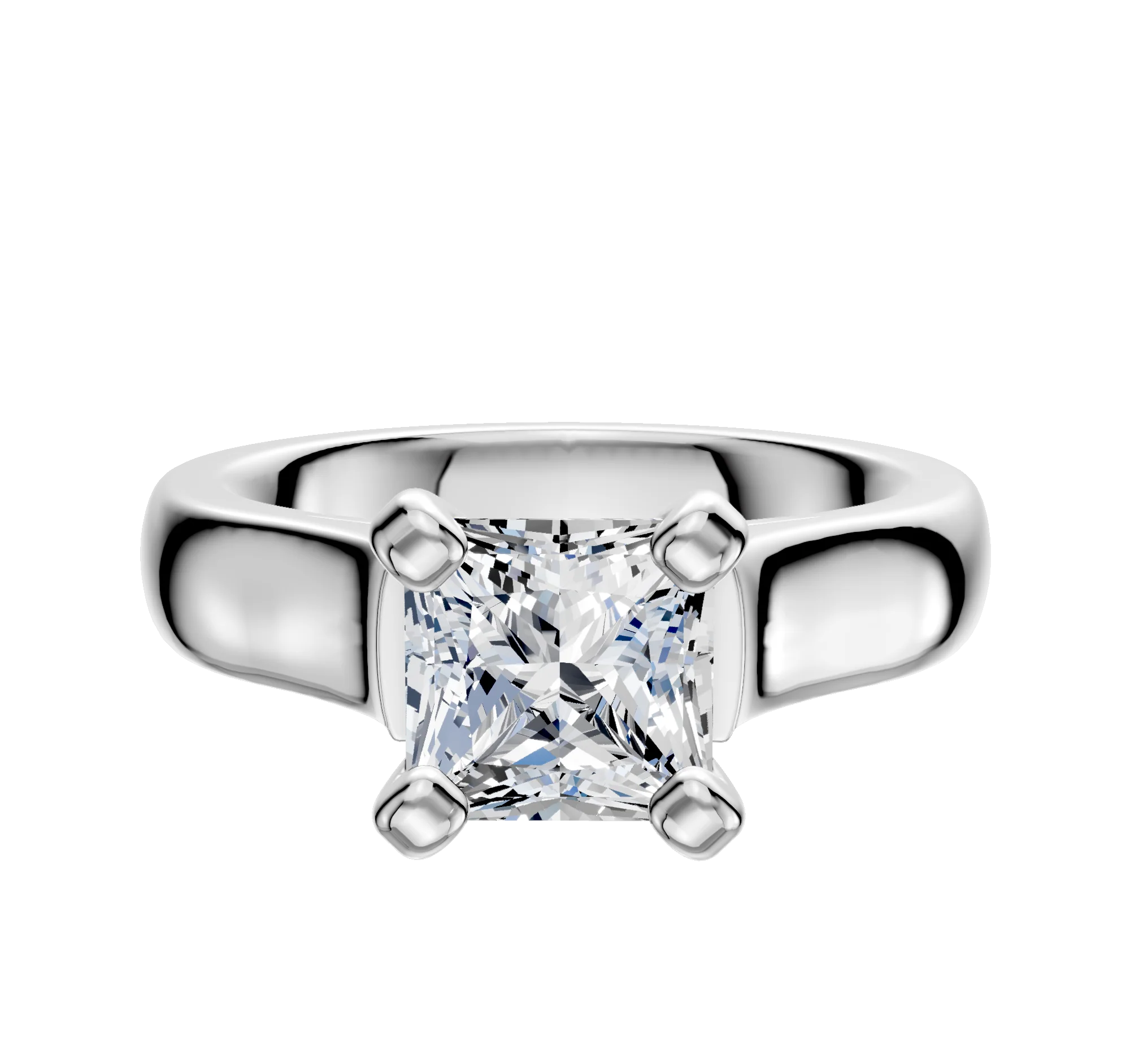 18K White Gold 4 Prong Cathedral Dome 4.0mm Engagement Ring