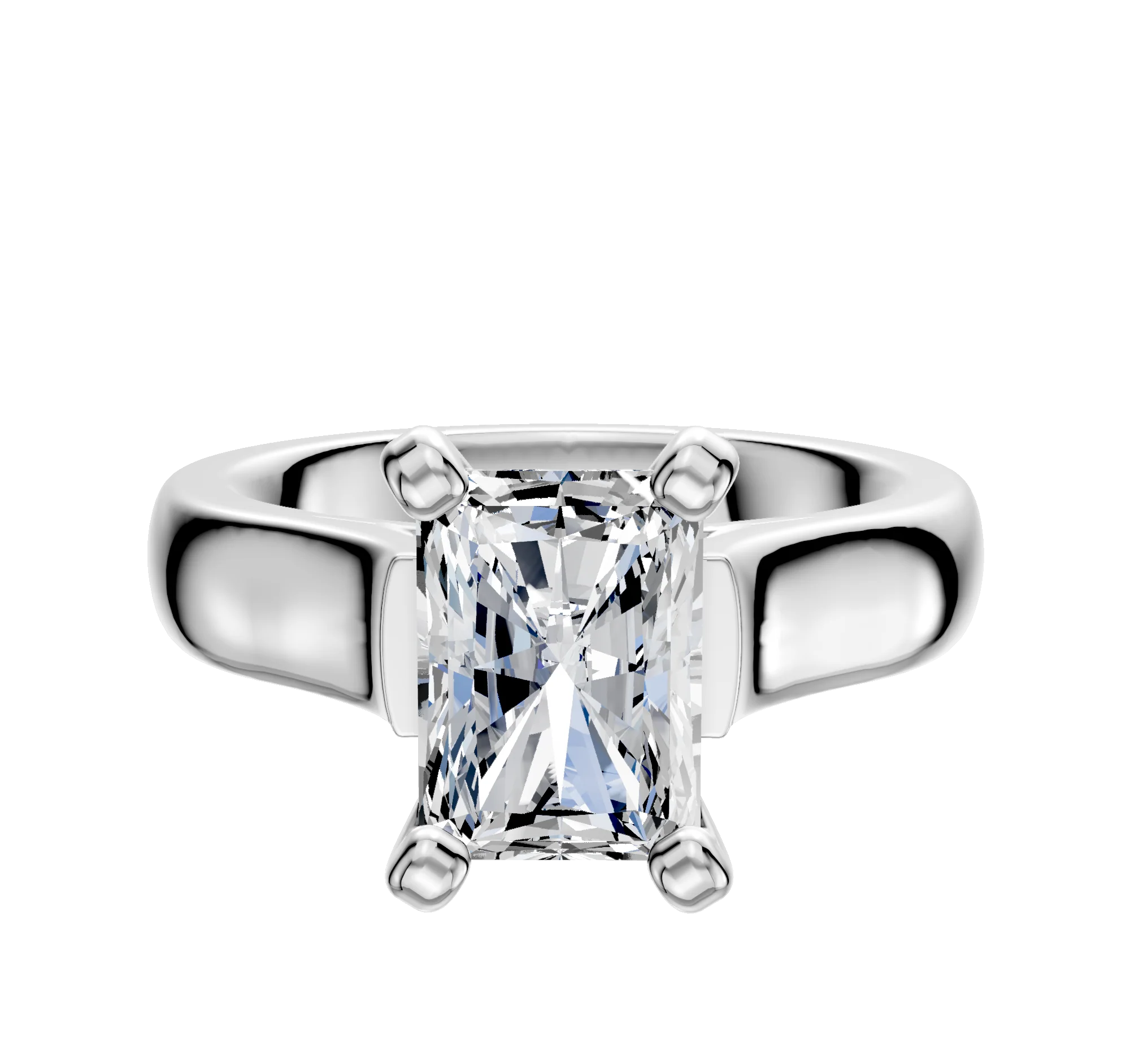 18K White Gold 4 Prong Cathedral Dome 4.0mm Engagement Ring