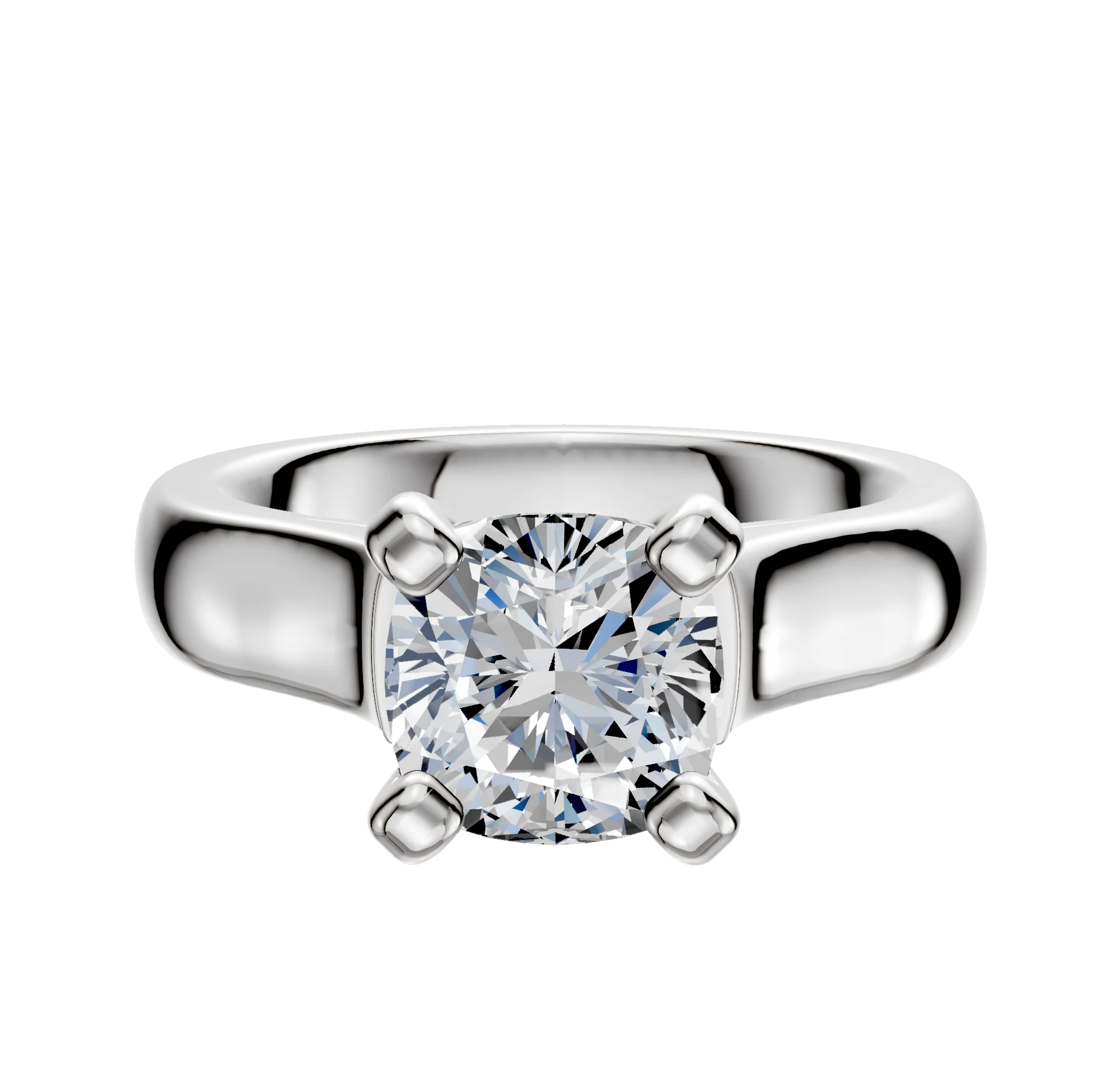 18K White Gold 4 Prong Cathedral Dome 4.0mm Engagement Ring