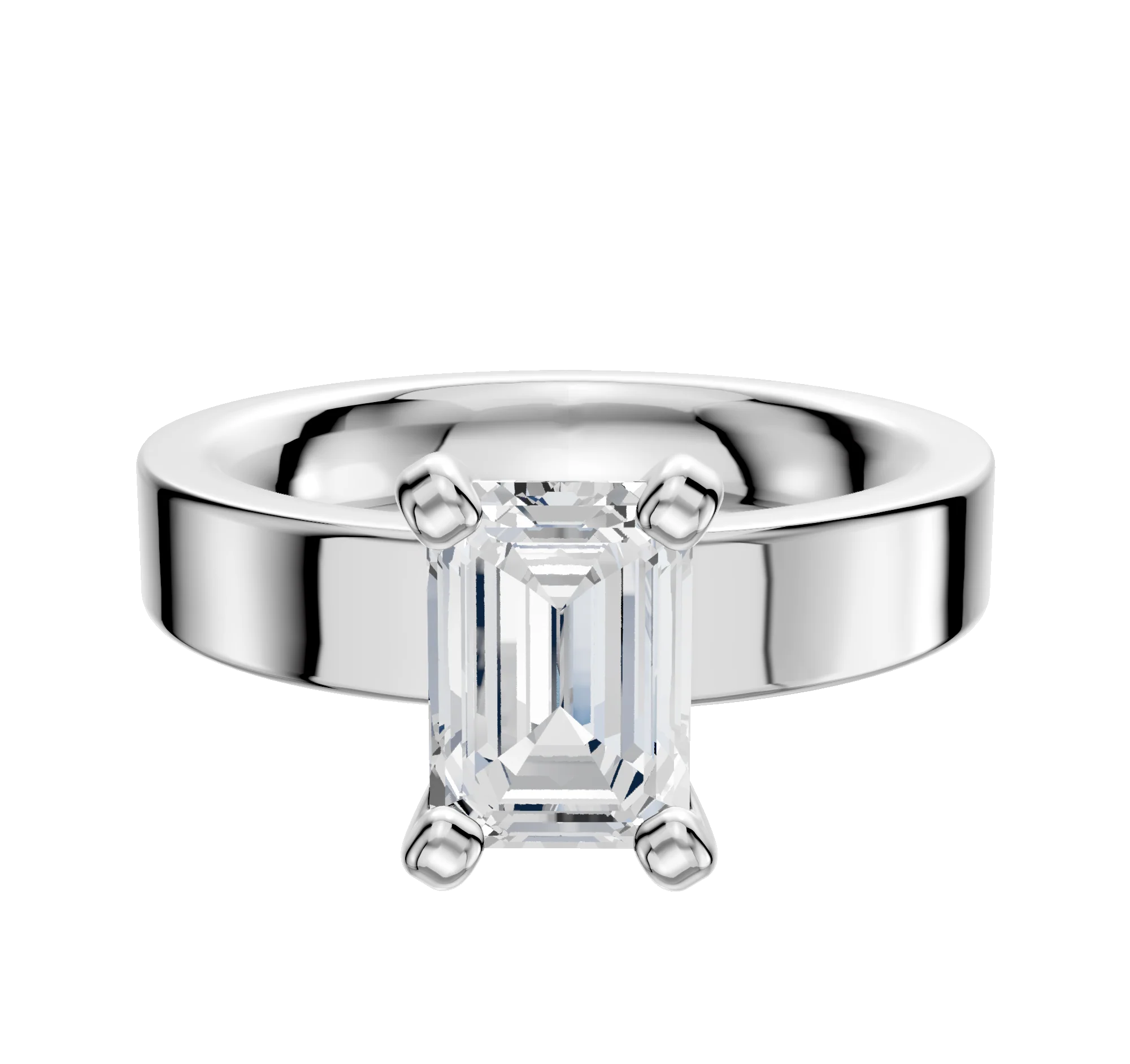 18K White Gold 4 Prong Classic Flat 4.0mm Engagement Ring
