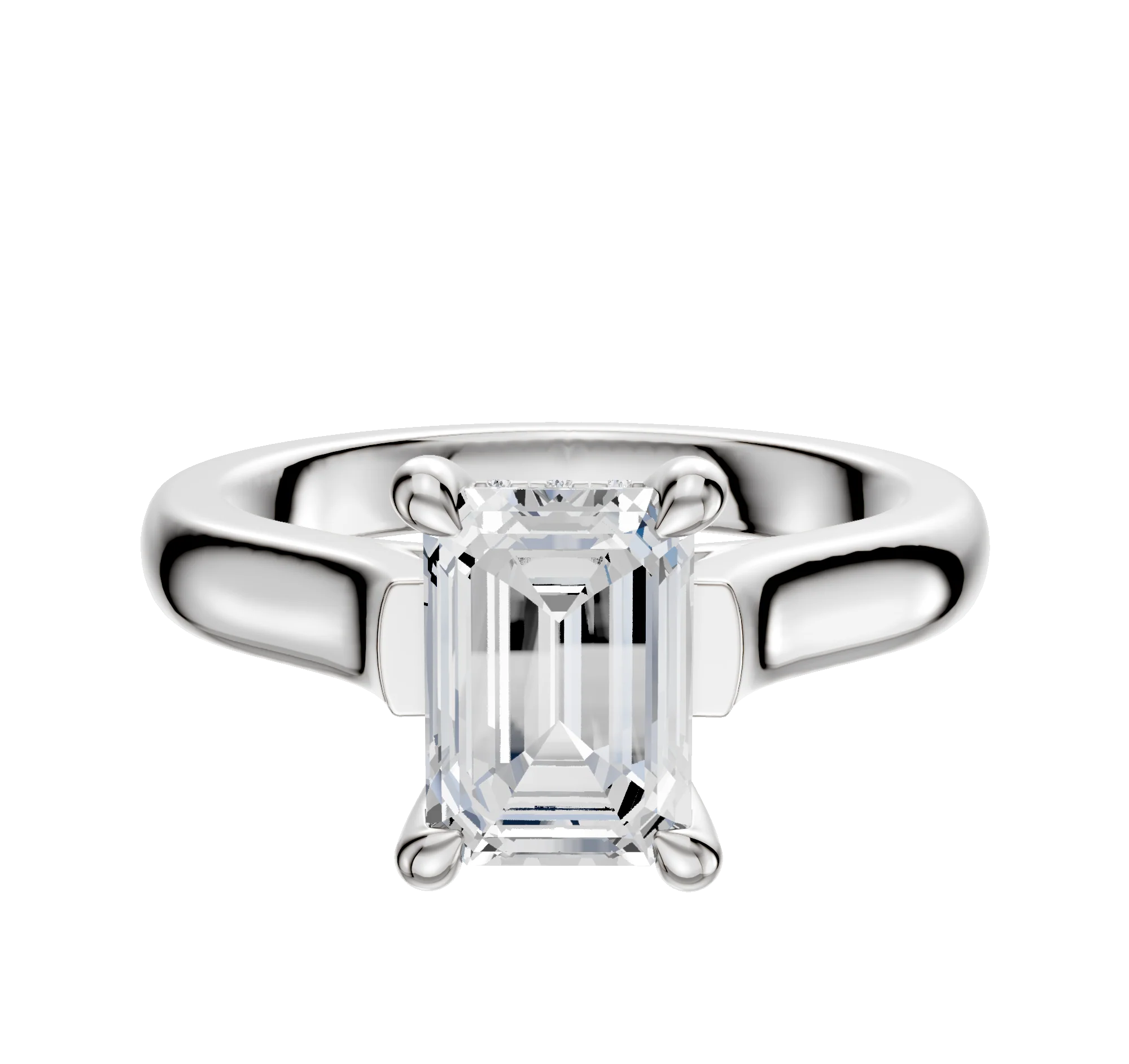 18K White Gold 4 Prong Hidden Halo Cathedral Dome 3.0mm Engagement Ring
