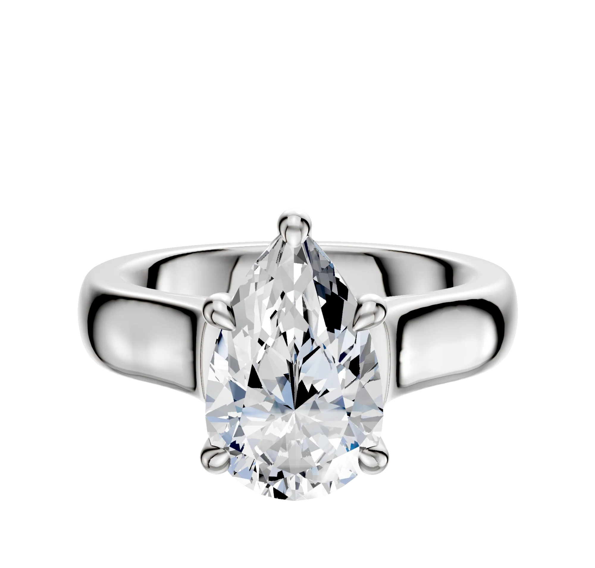 18K White Gold 4 Prong Hidden Halo Cathedral Dome 4.0mm Engagement Ring
