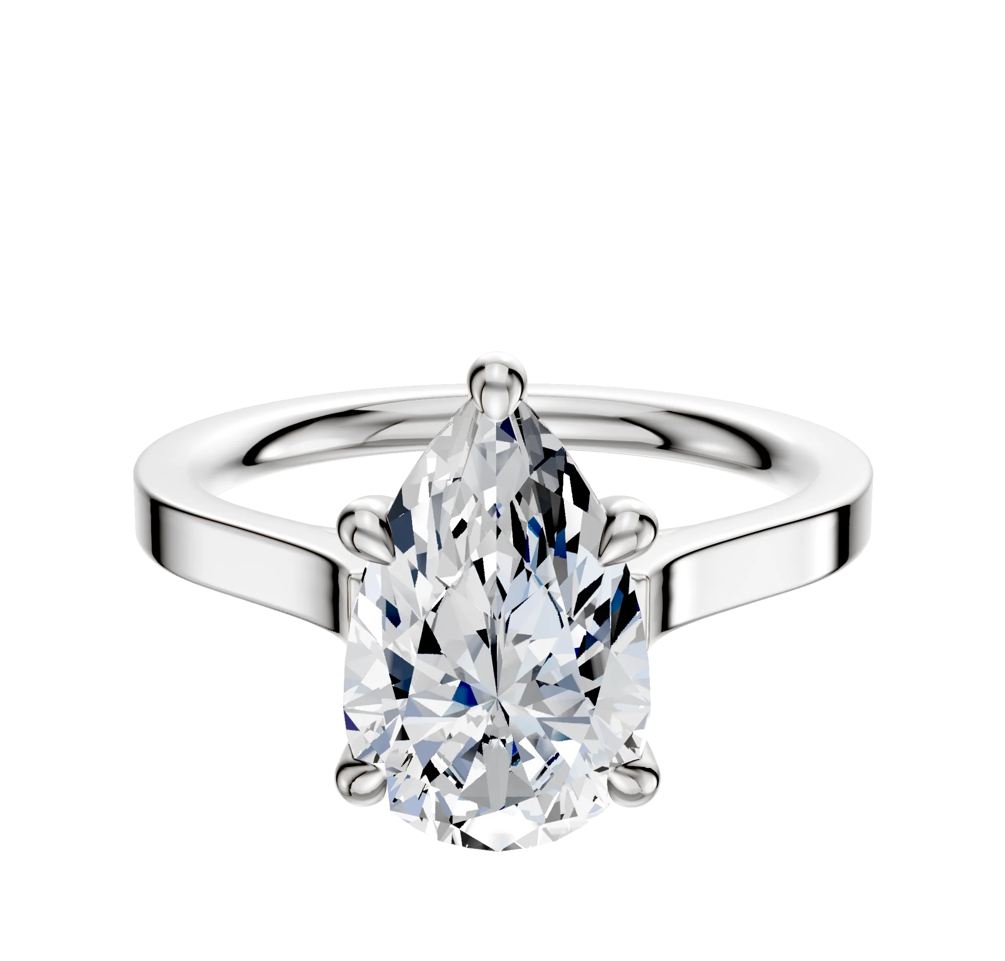 18K White Gold 4 Prong Hidden Halo Cathedral Flat 2.0mm Engagement Ring