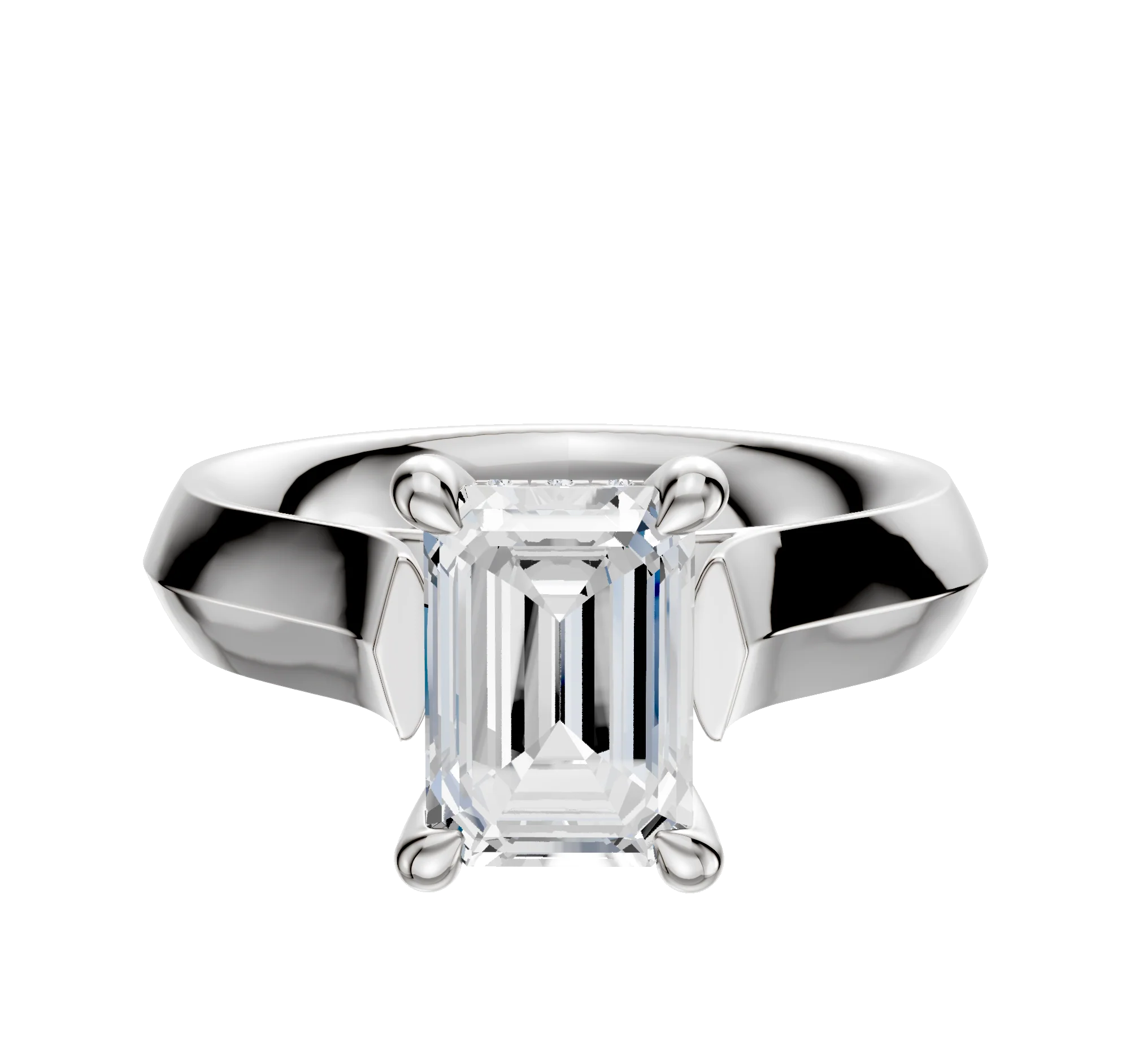 18K White Gold 4 Prong Hidden Halo Cathedral Knife Edge 4.0mm Engagement Ring