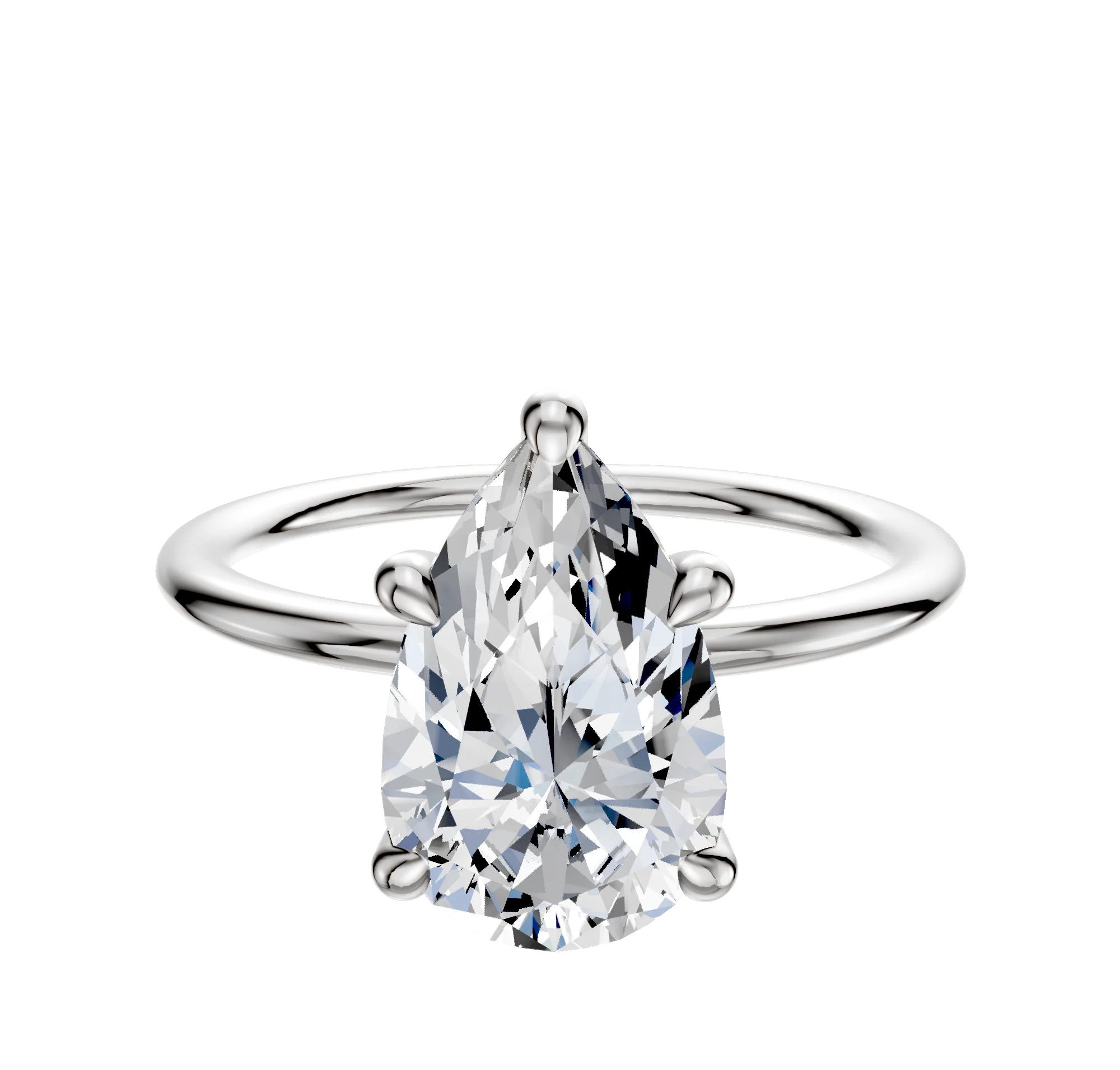 18K White Gold 4 Prong Hidden Halo Classic Dome 1.5mm Engagement Ring