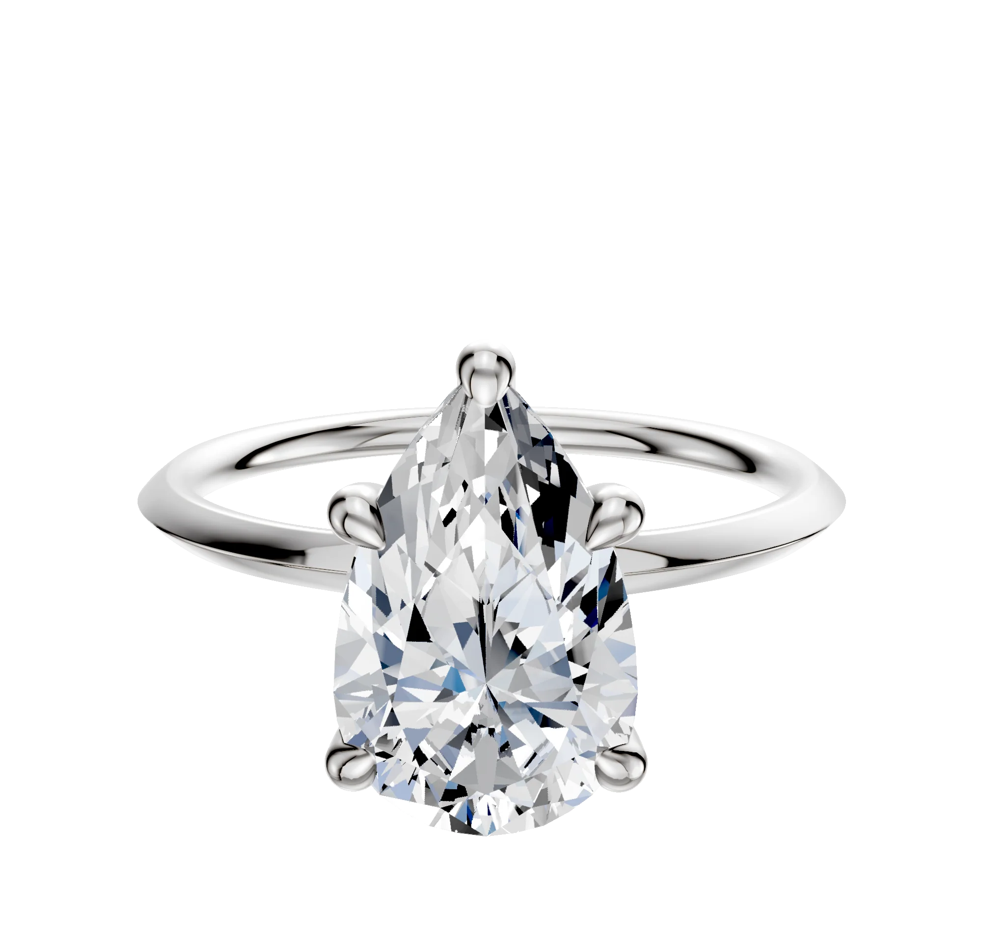 18K White Gold 4 Prong Hidden Halo Classic Knife Edge 1.5mm Engagement Ring