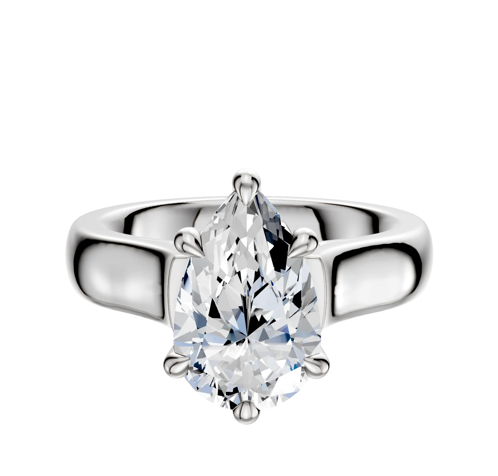 18K White Gold 6 Prong Hidden Halo Cathedral Dome 4.0mm Engagement Ring