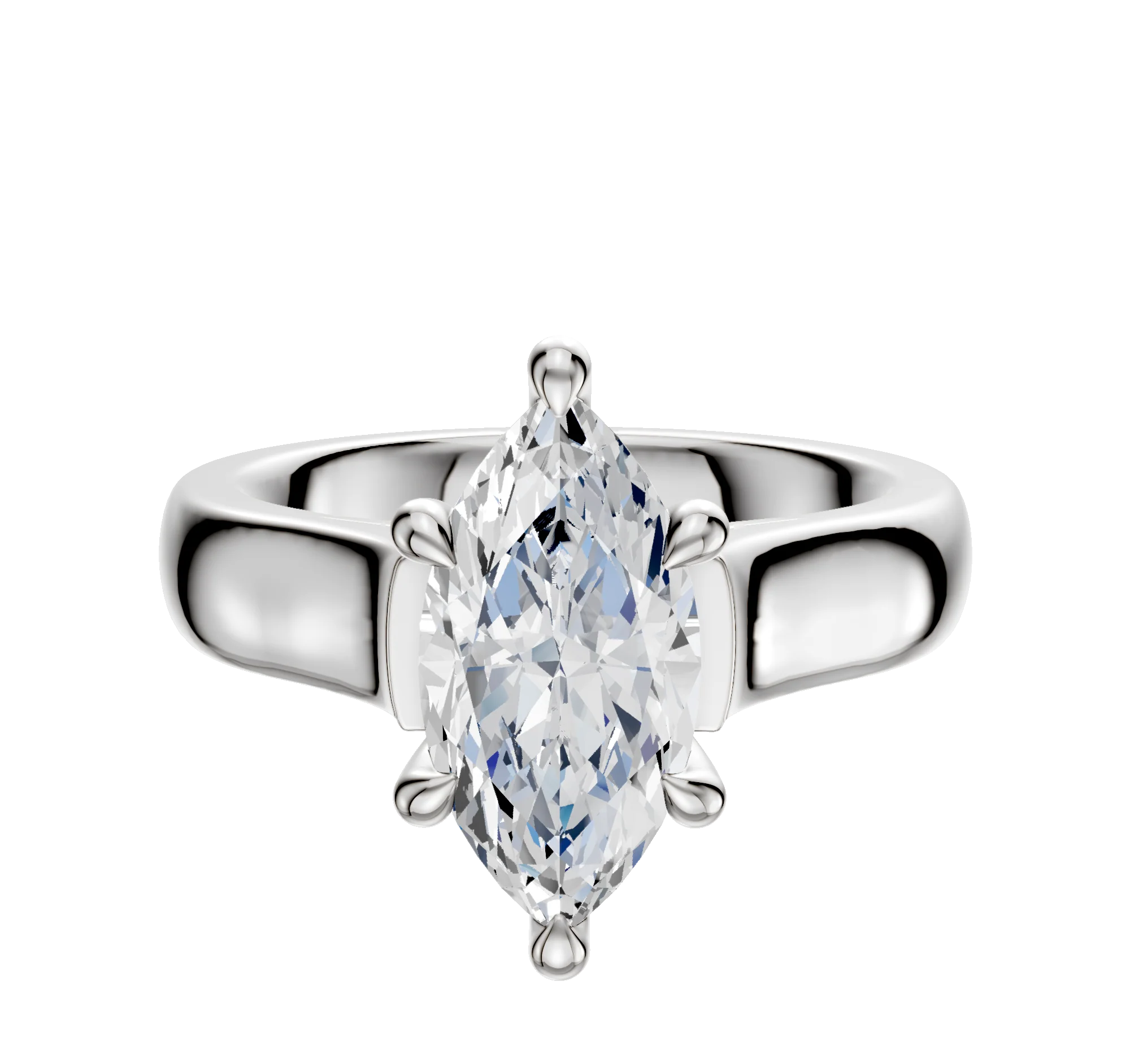 18K White Gold 6 Prong Hidden Halo Cathedral Dome 4.0mm Engagement Ring