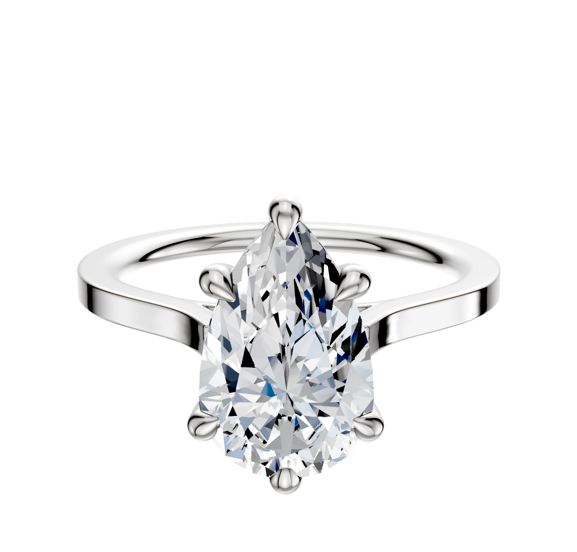 18K White Gold 6 Prong Hidden Halo Cathedral Flat 1.5mm Engagement Ring
