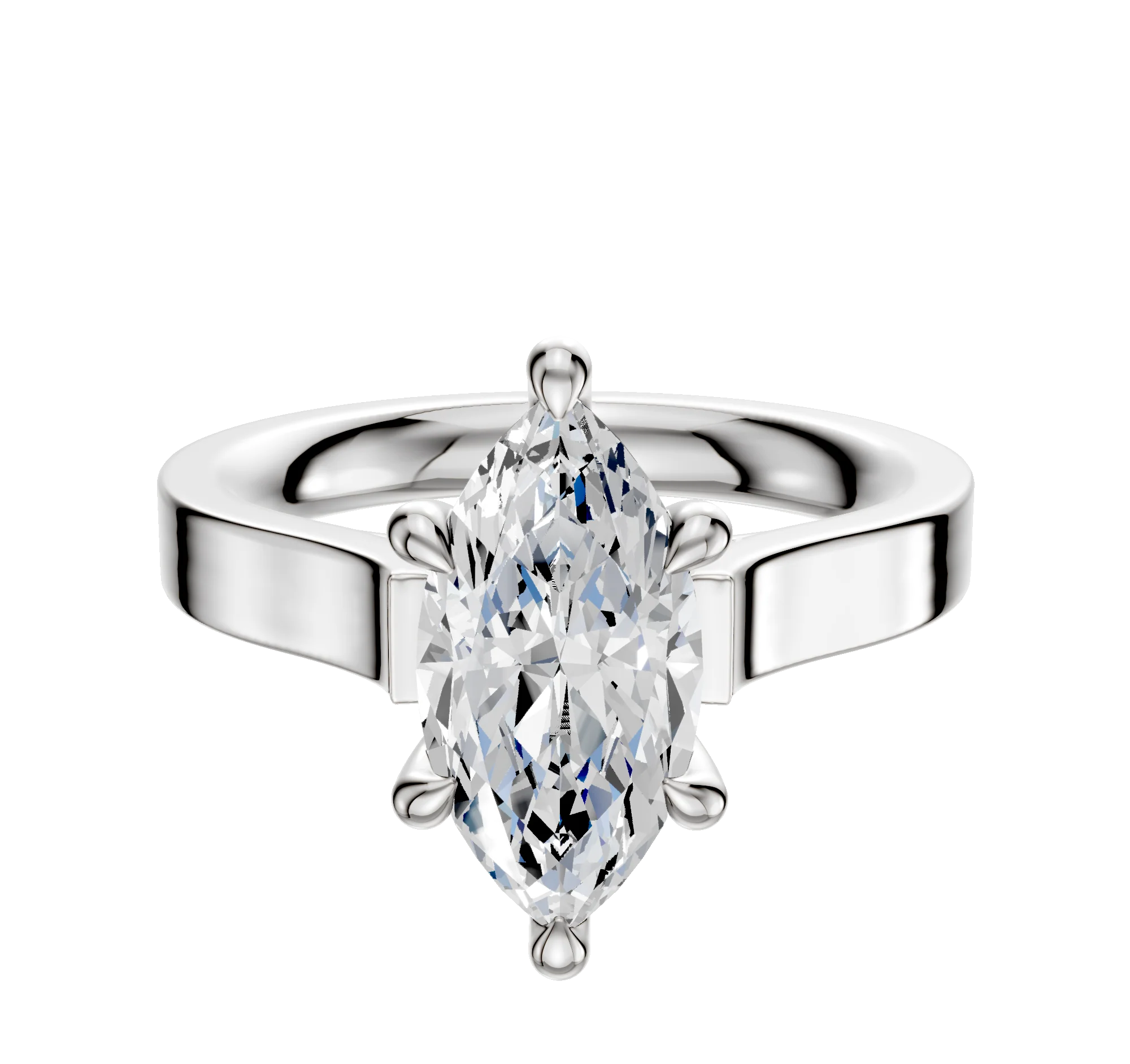 18K White Gold 6 Prong Hidden Halo Cathedral Flat 3.0mm Engagement Ring