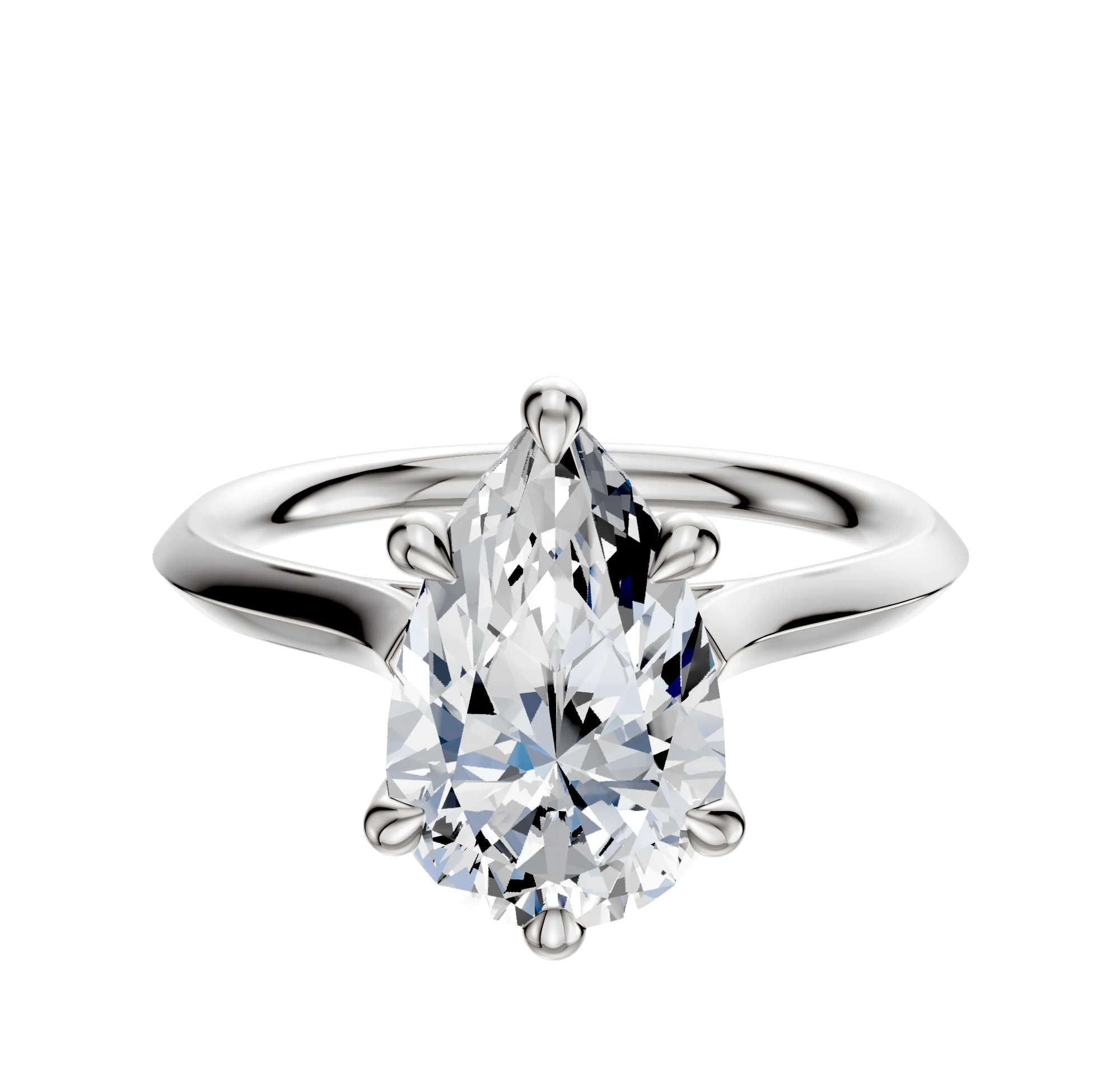 18K White Gold 6 Prong Hidden Halo Cathedral Knife Edge 2.0mm Engagement Ring