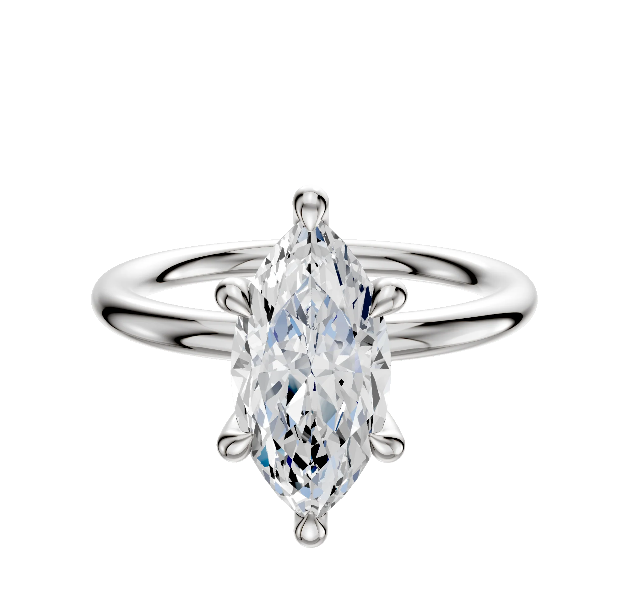 18K White Gold 6 Prong Hidden Halo Classic Dome 2.0mm Engagement Ring