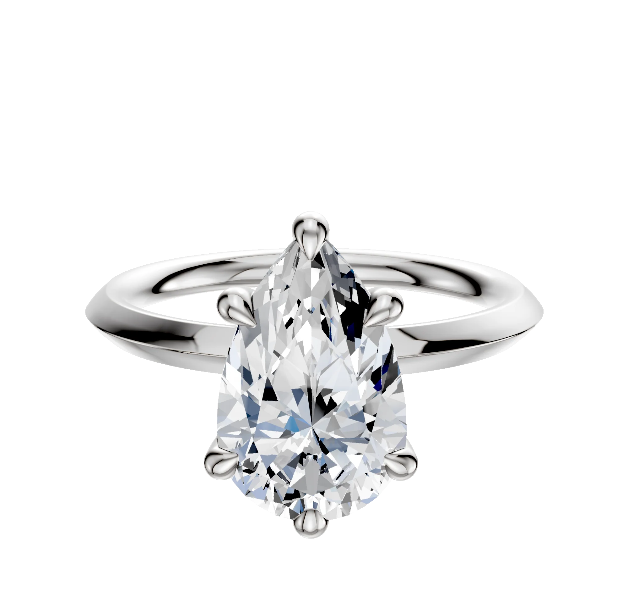 18K White Gold 6 Prong Hidden Halo Classic Knife Edge 2.0mm Engagement Ring