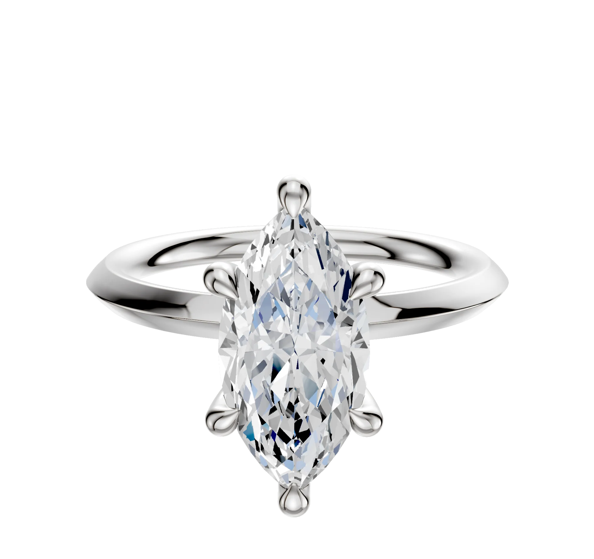 18K White Gold 6 Prong Hidden Halo Classic Knife Edge 2.0mm Engagement Ring