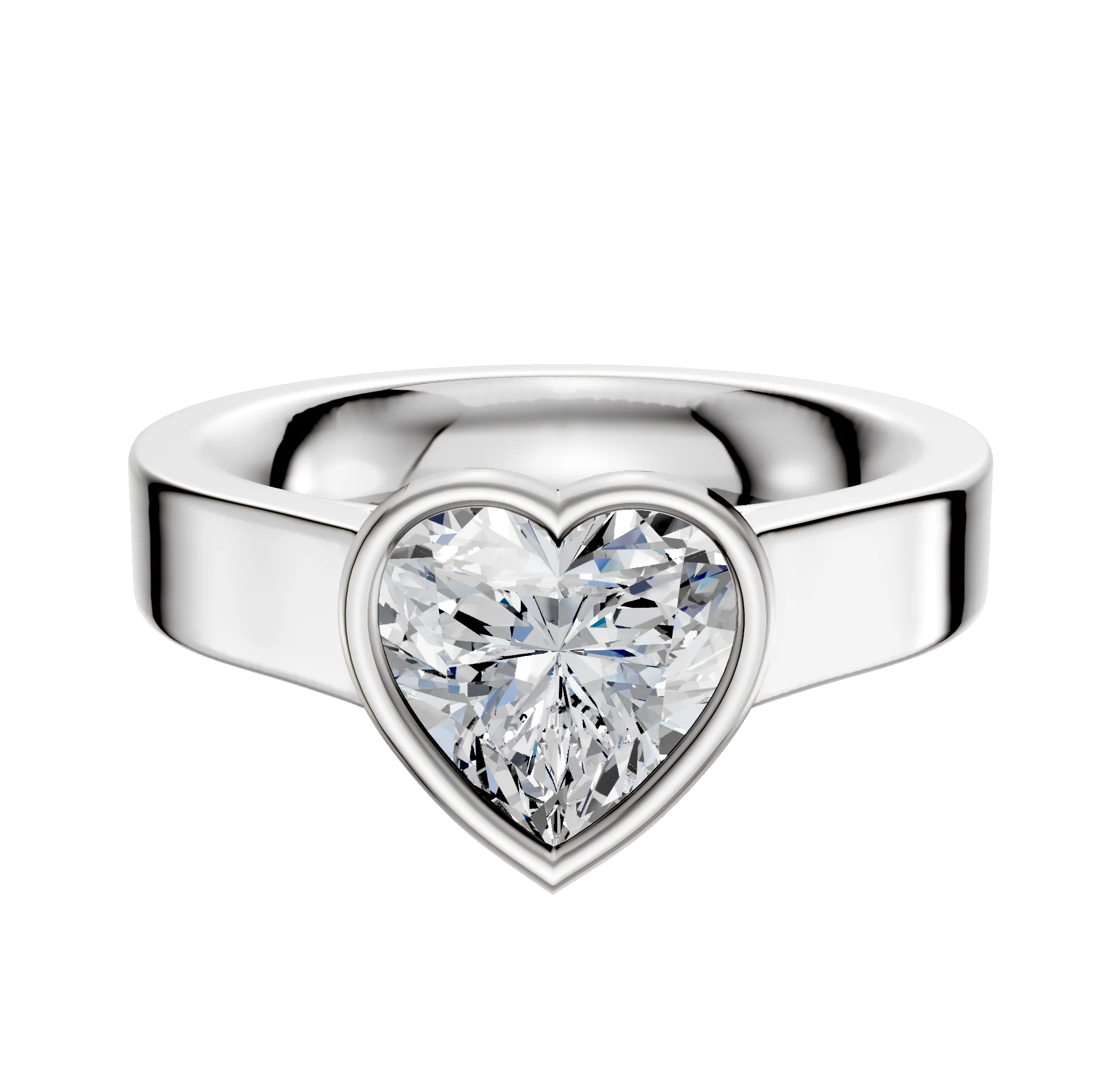 18K White Gold Bezel Full Bezel East/West Cathedral Flat 4.0mm Engagement Ring