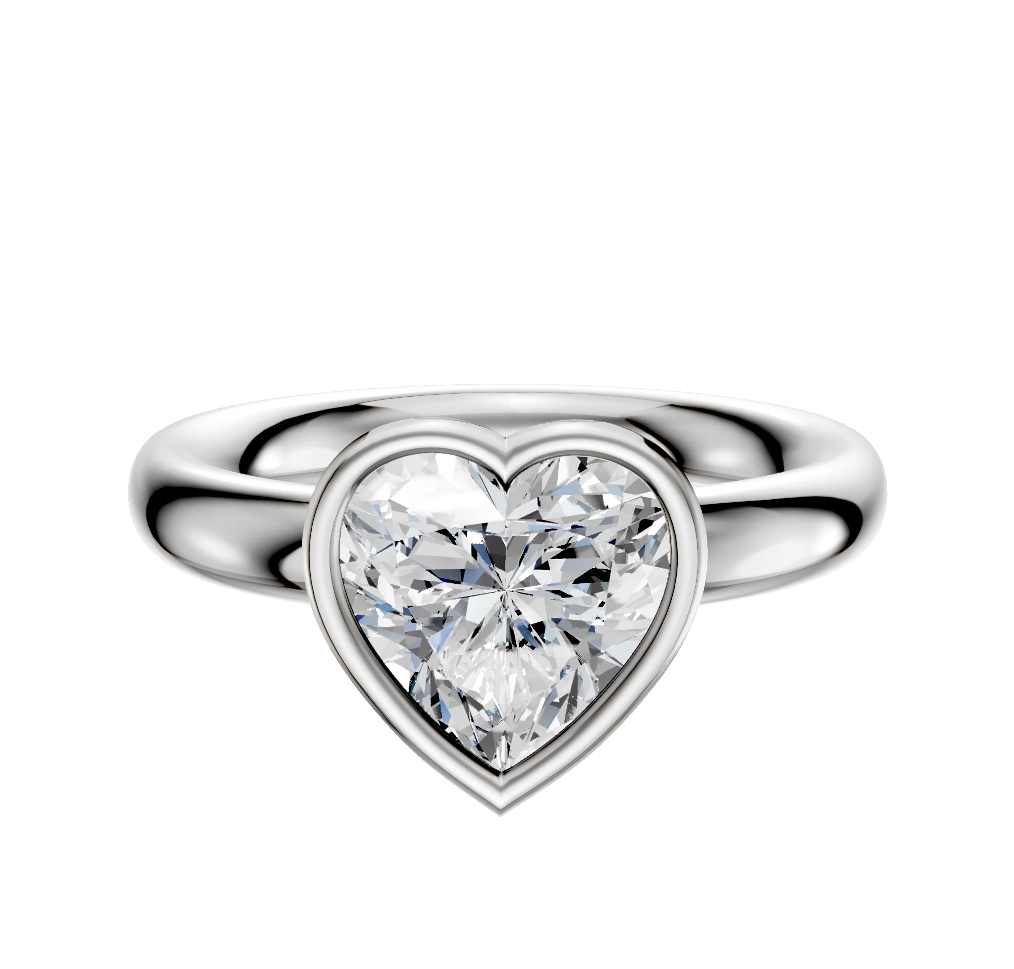 18K White Gold Bezel Full Bezel East/West Classic Dome 3.0mm Engagement Ring
