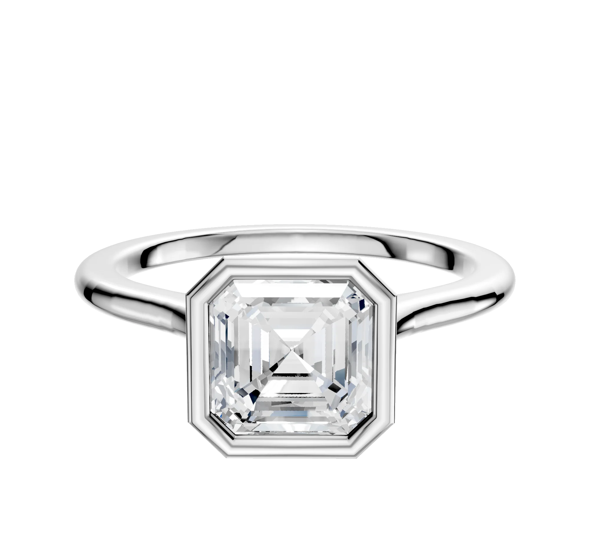 18K White Gold Bezel Full Bezel North/South Cathedral Dome 1.5mm Engagement Ring