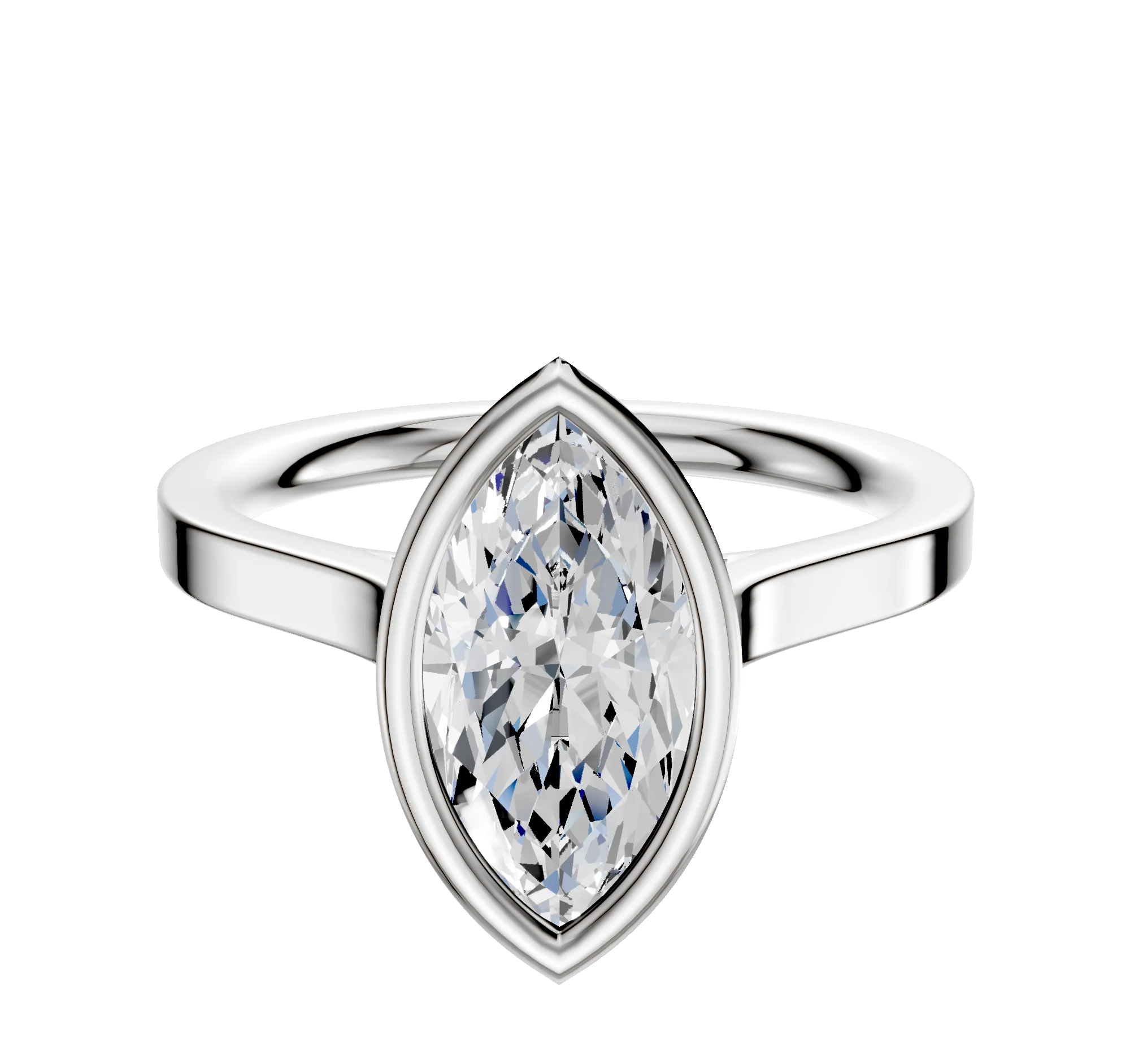 18K White Gold Bezel Full Bezel North/South Cathedral Flat 2.0mm Engagement Ring