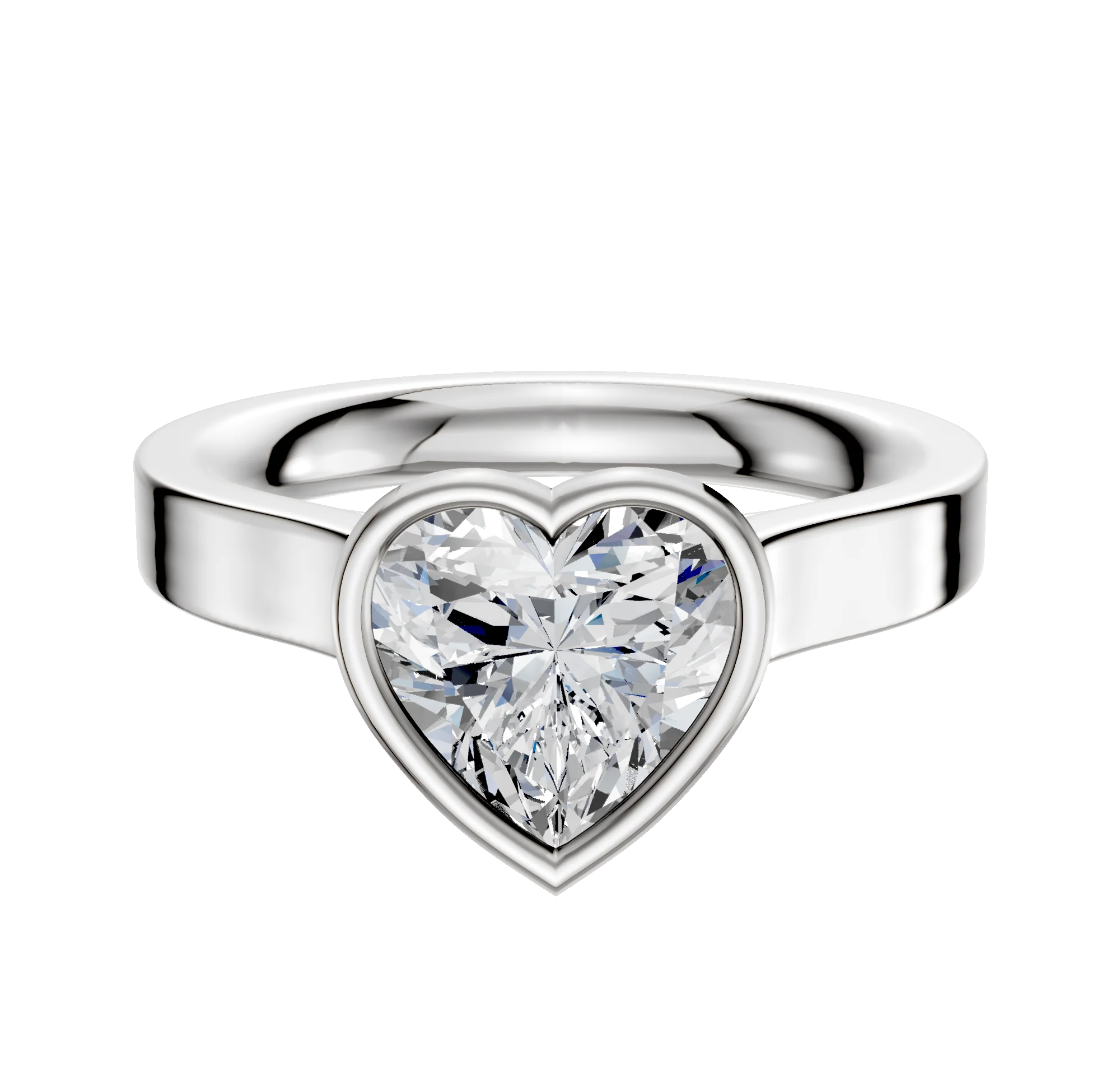 18K White Gold Bezel Full Bezel North/South Cathedral Flat 3.0mm Engagement Ring