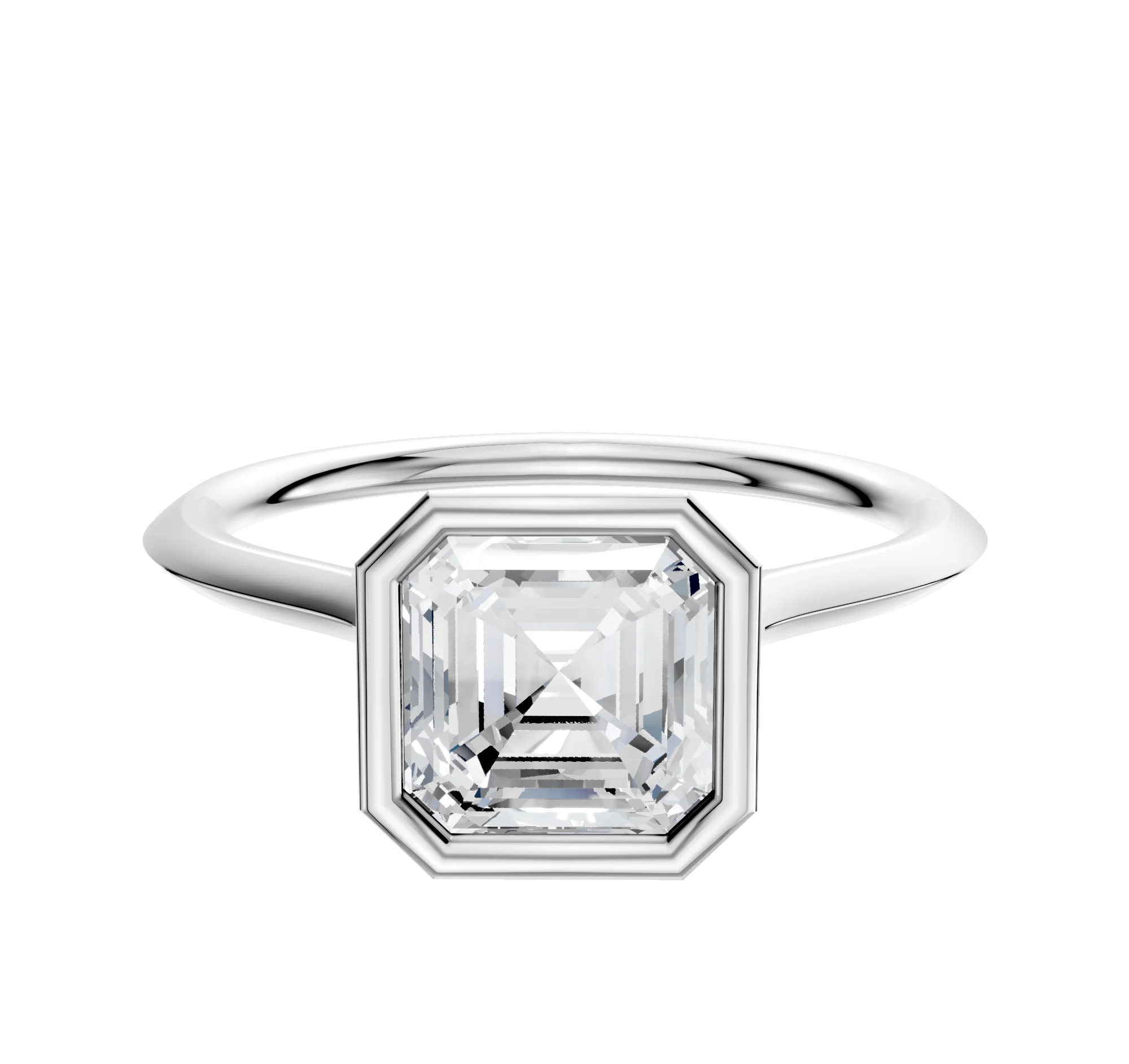 18K White Gold Bezel Full Bezel North/South Cathedral Knife Edge 1.5mm Engagement Ring