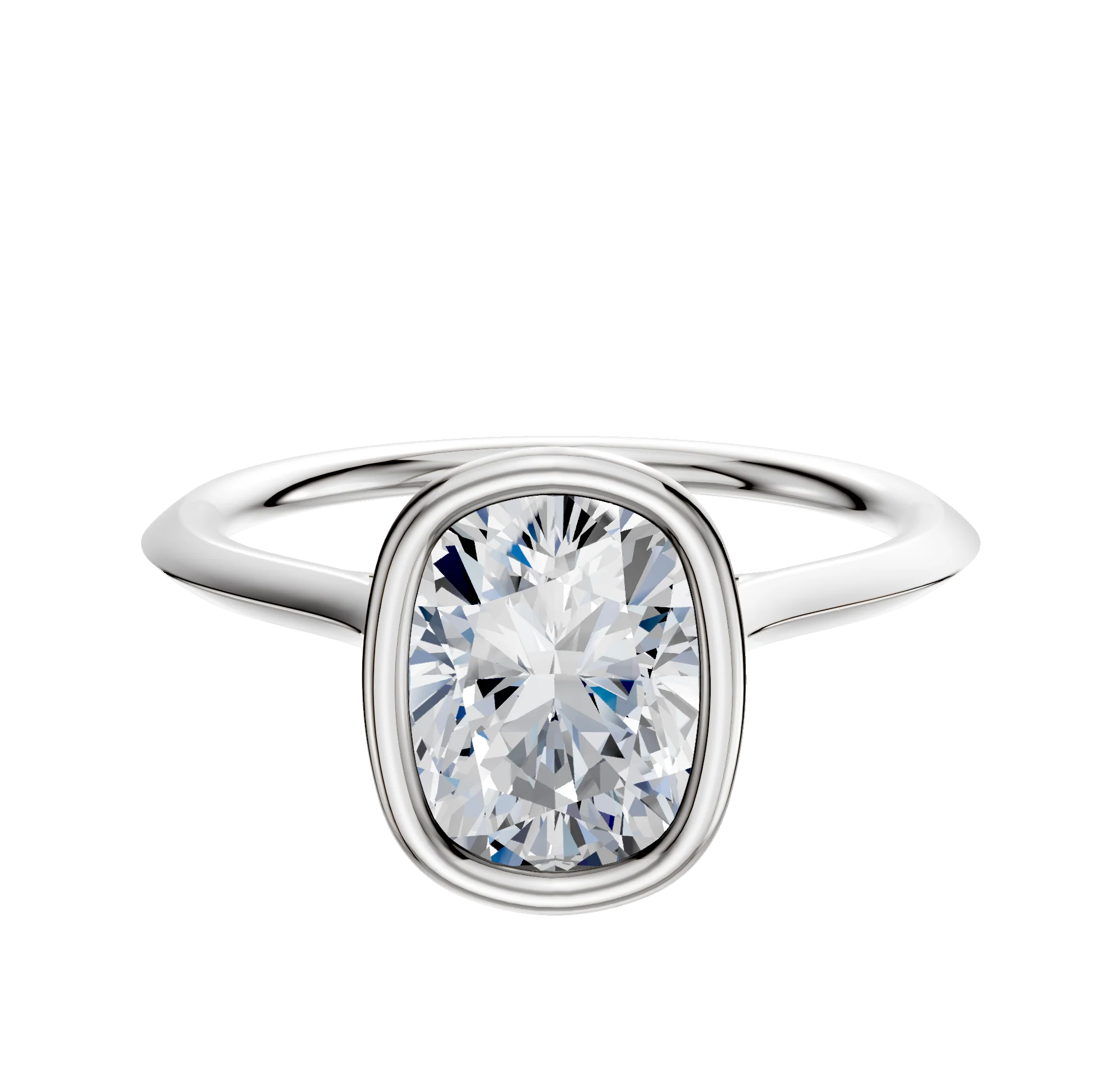 18K White Gold Bezel Full Bezel North/South Cathedral Knife Edge 1.5mm Engagement Ring