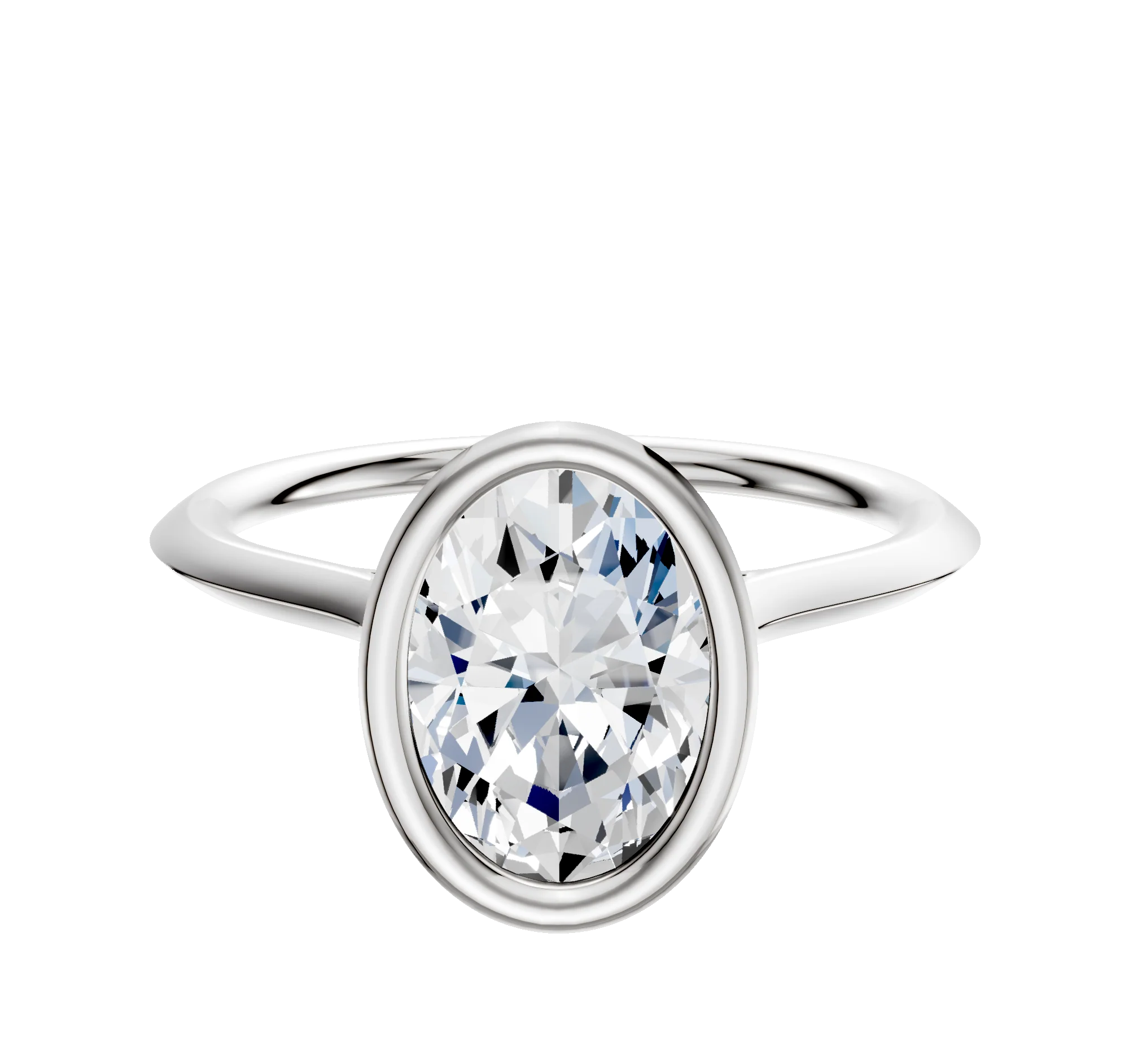 18K White Gold Bezel Full Bezel North/South Cathedral Knife Edge 1.5mm Engagement Ring