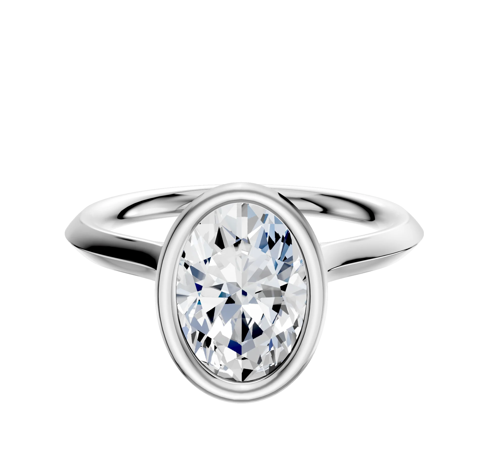 18K White Gold Bezel Full Bezel North/South Cathedral Knife Edge 2.0mm Engagement Ring