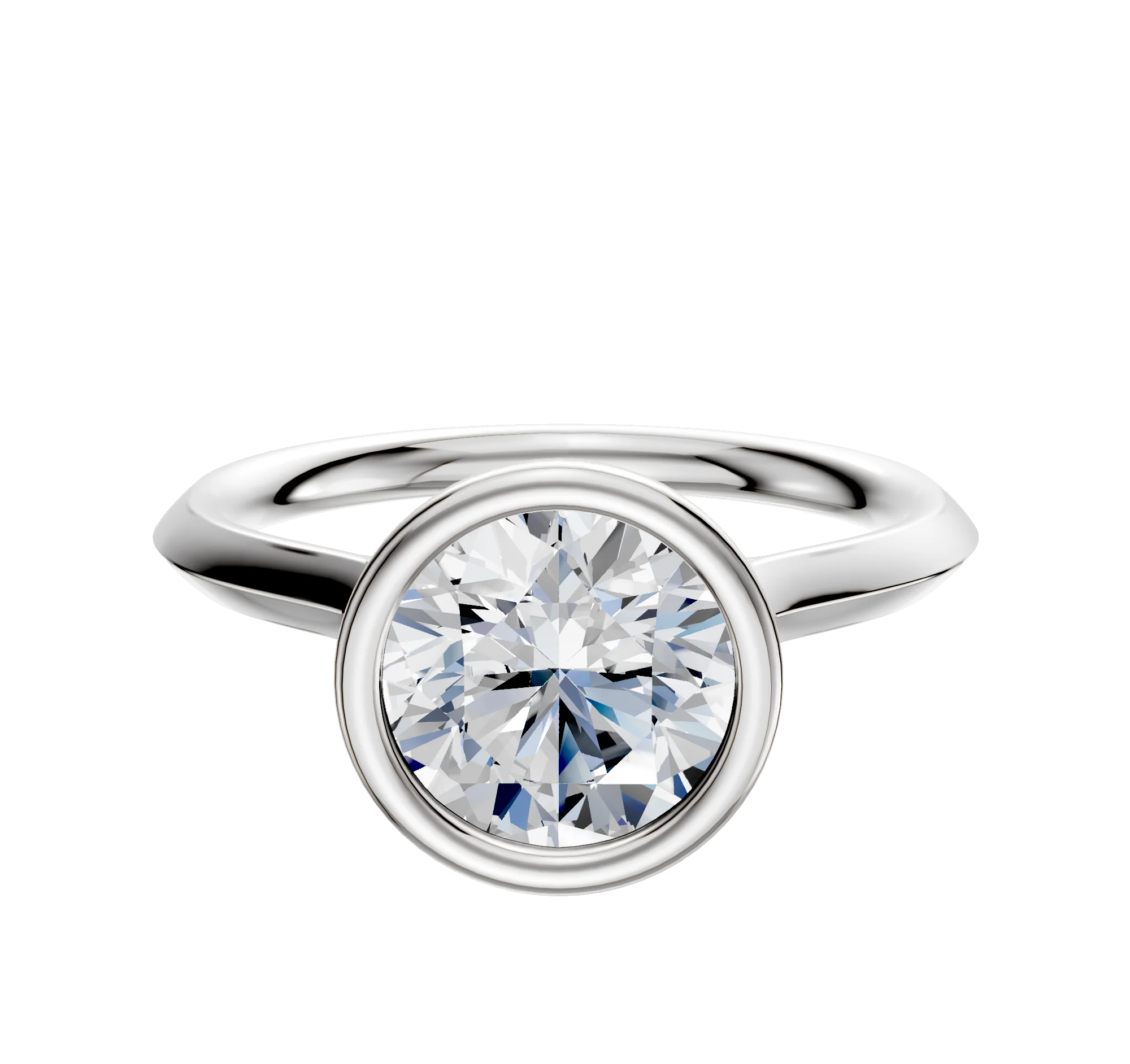18K White Gold Bezel Full Bezel North/South Cathedral Knife Edge 2.0mm Engagement Ring