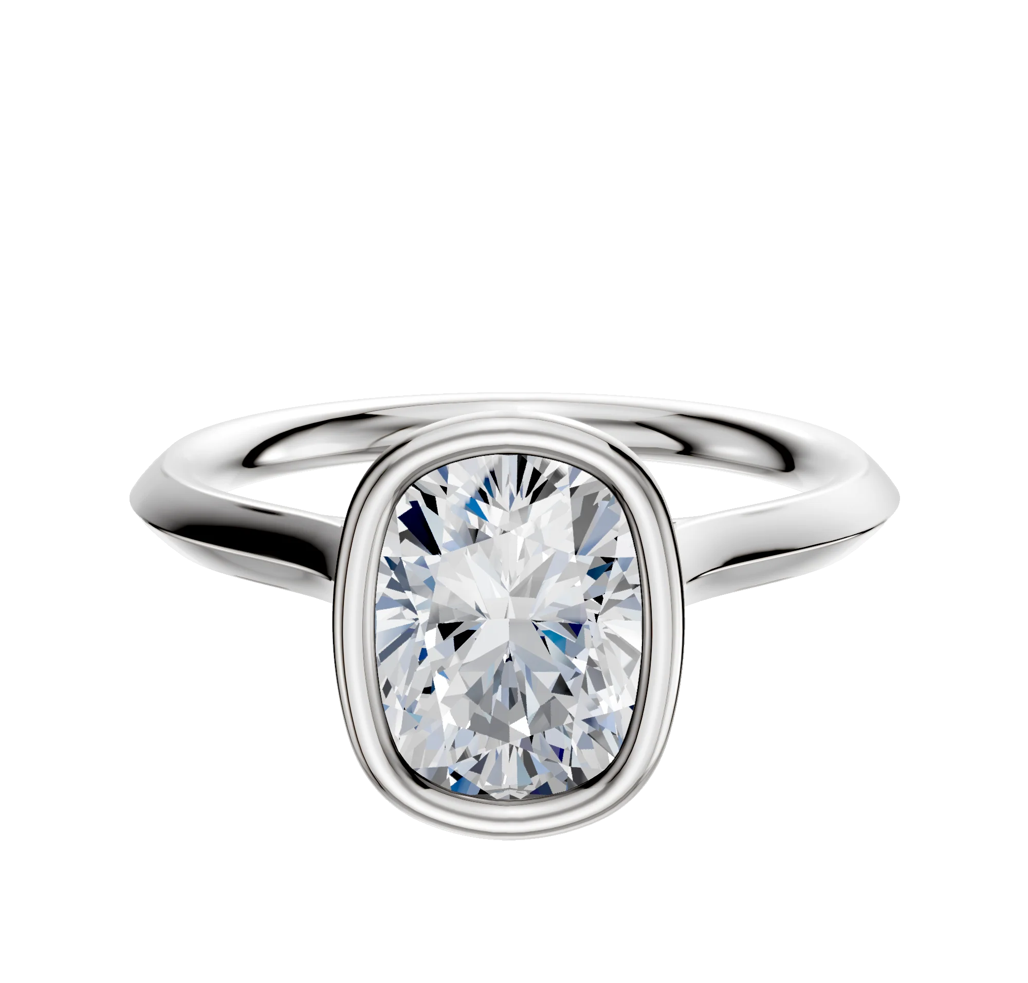 18K White Gold Bezel Full Bezel North/South Cathedral Knife Edge 2.0mm Engagement Ring