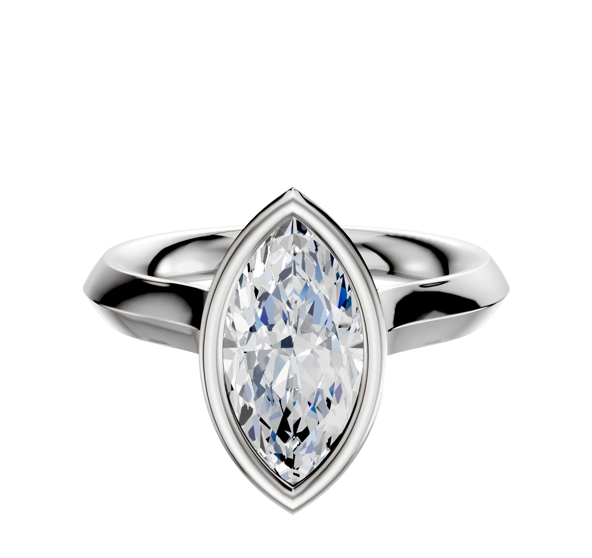 18K White Gold Bezel Full Bezel North/South Cathedral Knife Edge 3.0mm Engagement Ring