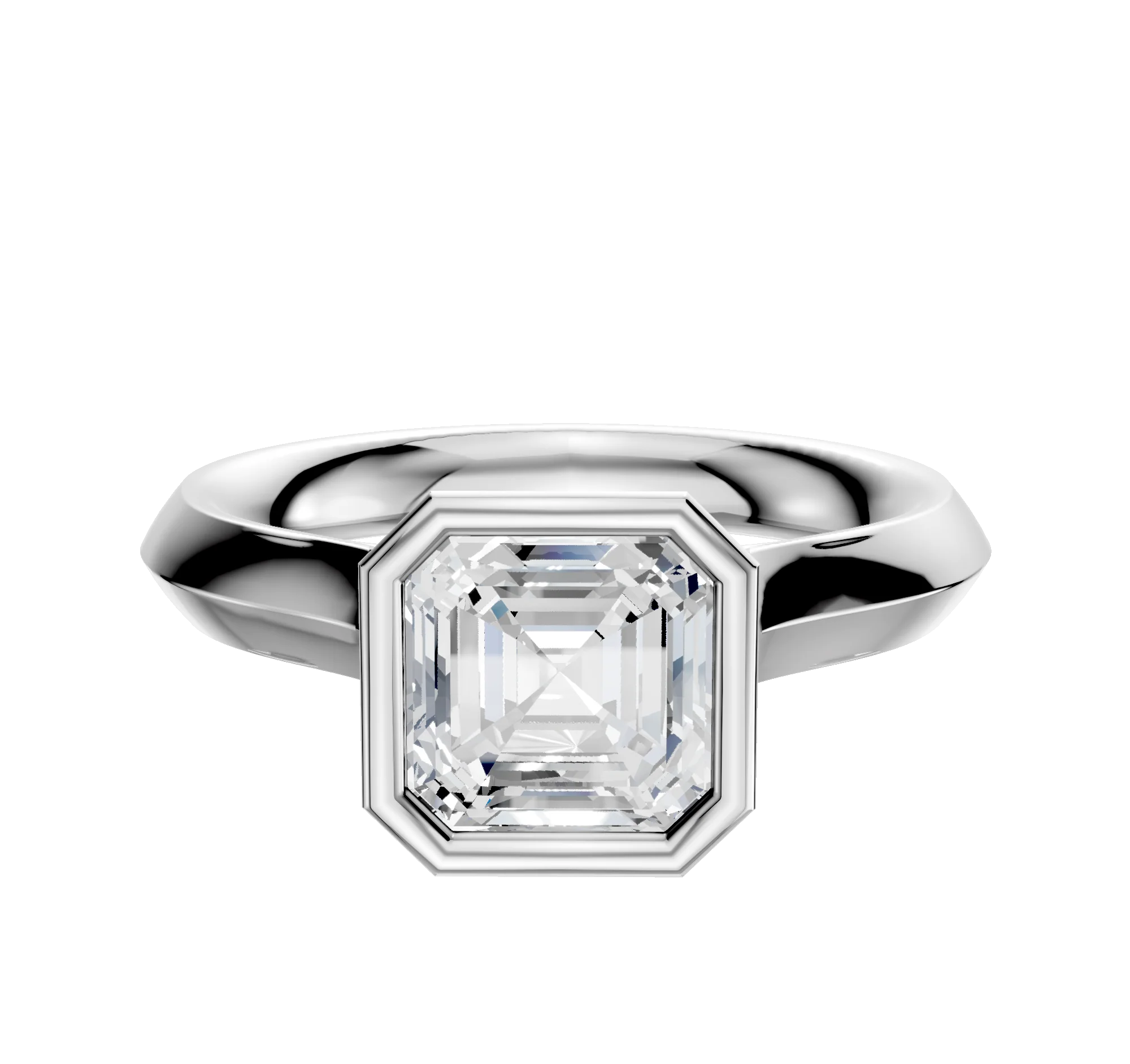 18K White Gold Bezel Full Bezel North/South Cathedral Knife Edge 3.0mm Engagement Ring