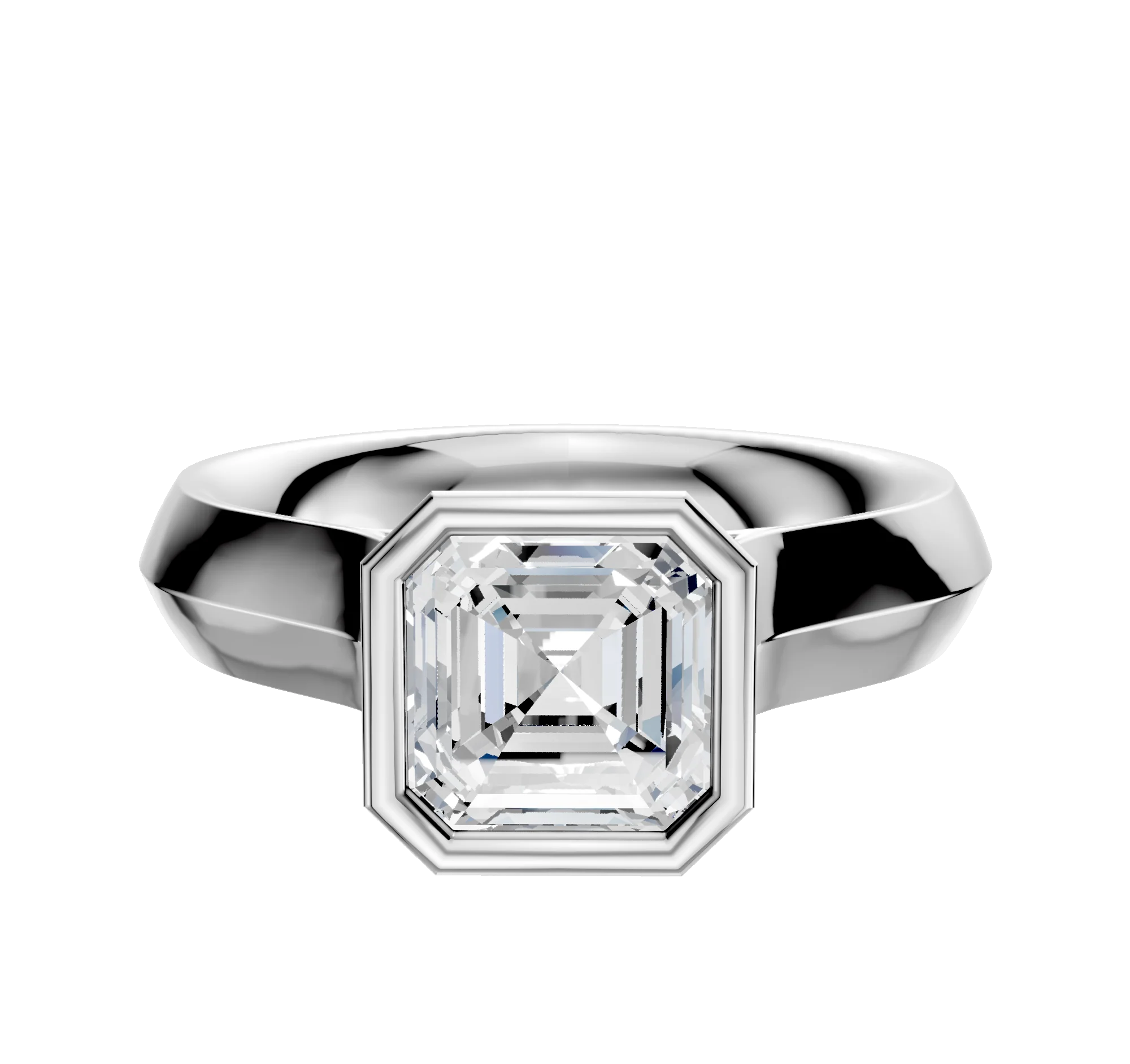 18K White Gold Bezel Full Bezel North/South Cathedral Knife Edge 4.0mm Engagement Ring