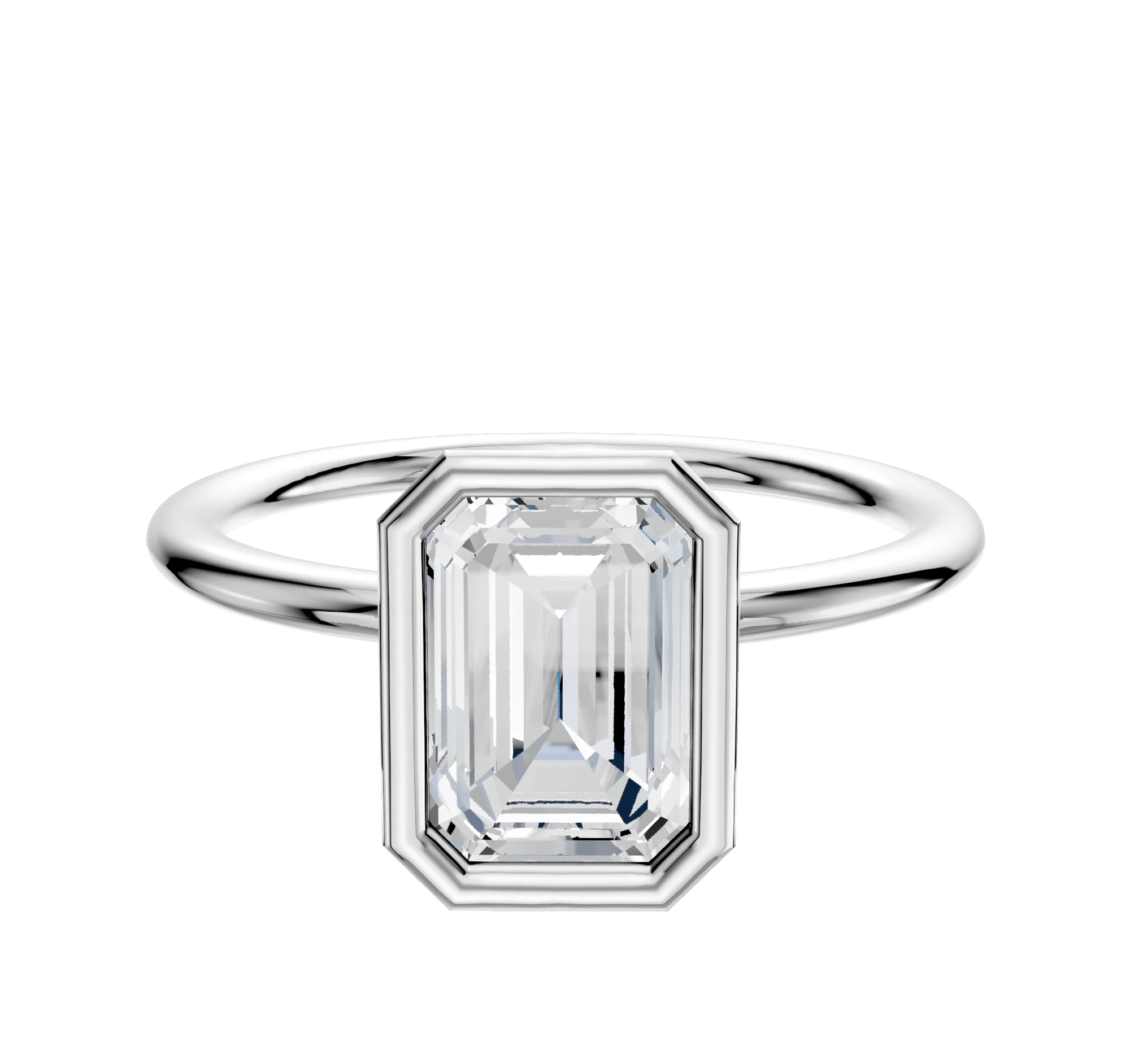18K White Gold Bezel Full Bezel North/South Classic Dome 1.5mm Engagement Ring