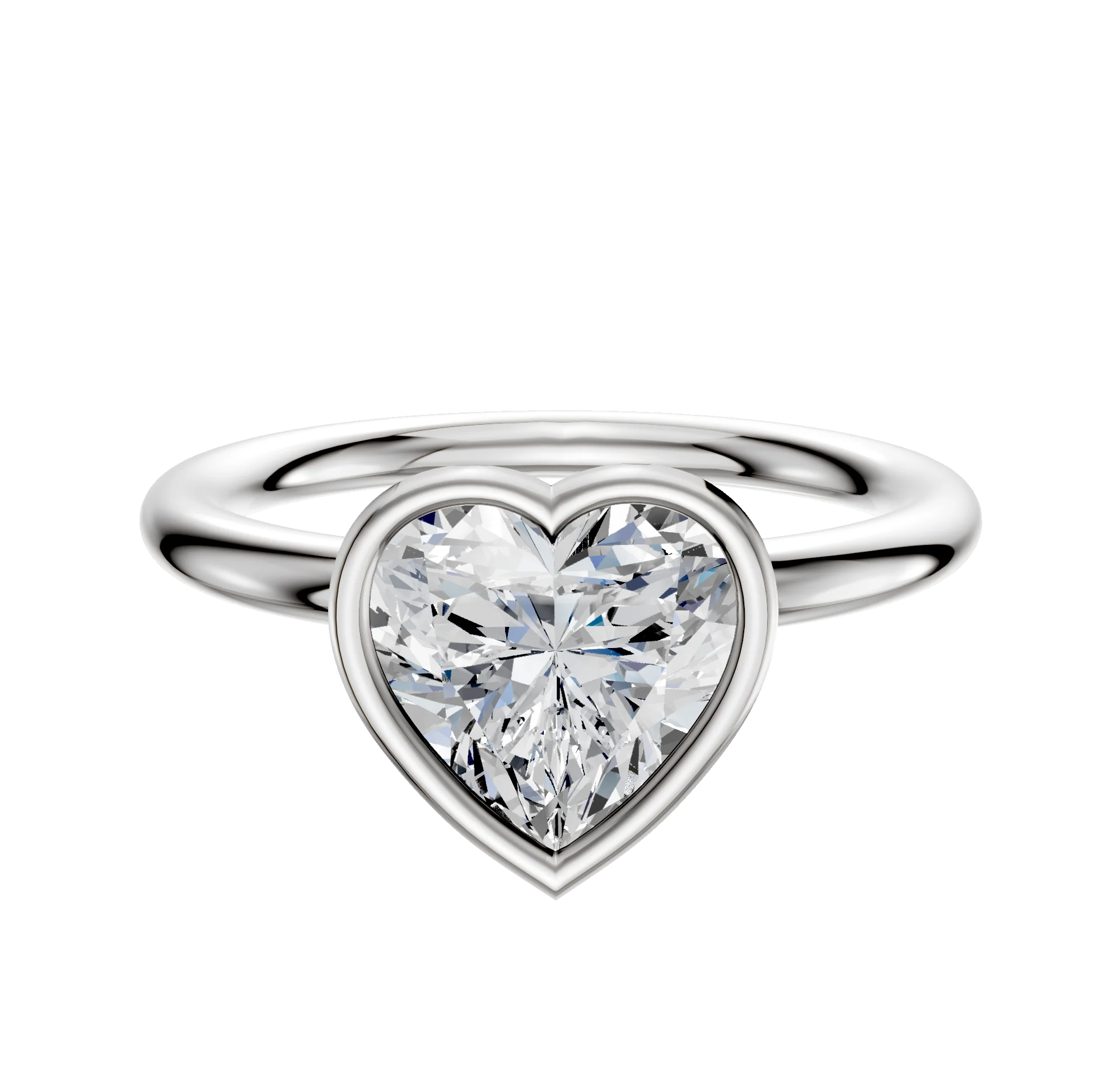 18K White Gold Bezel Full Bezel North/South Classic Dome 2.0mm Engagement Ring