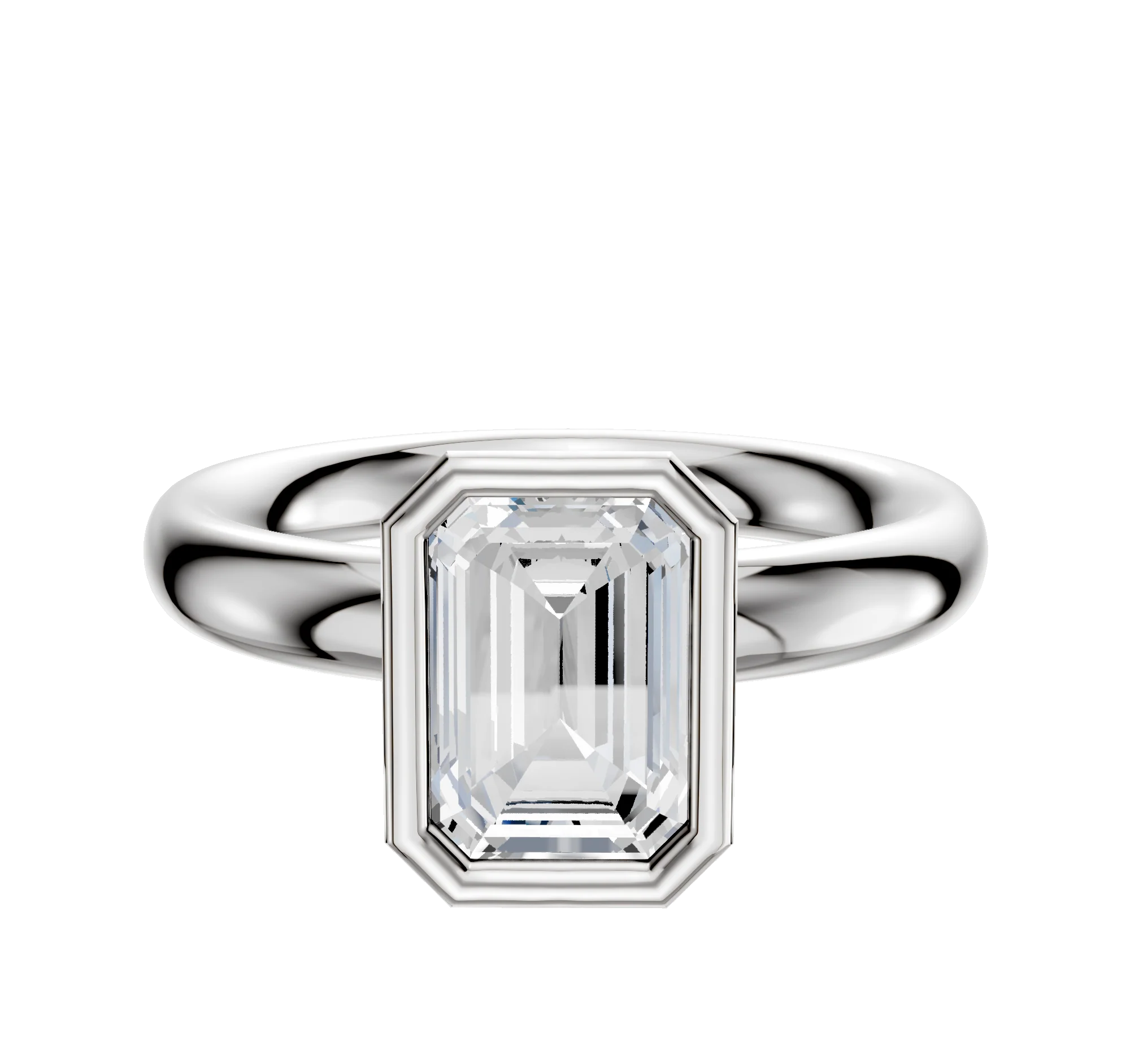 18K White Gold Bezel Full Bezel North/South Classic Dome 3.0mm Engagement Ring