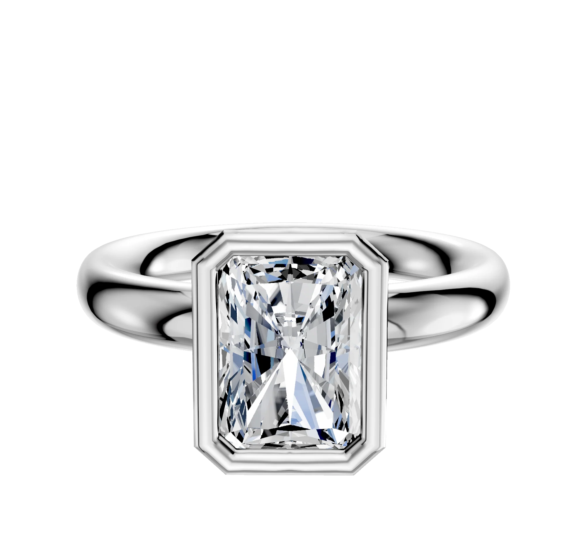 18K White Gold Bezel Full Bezel North/South Classic Dome 3.0mm Engagement Ring