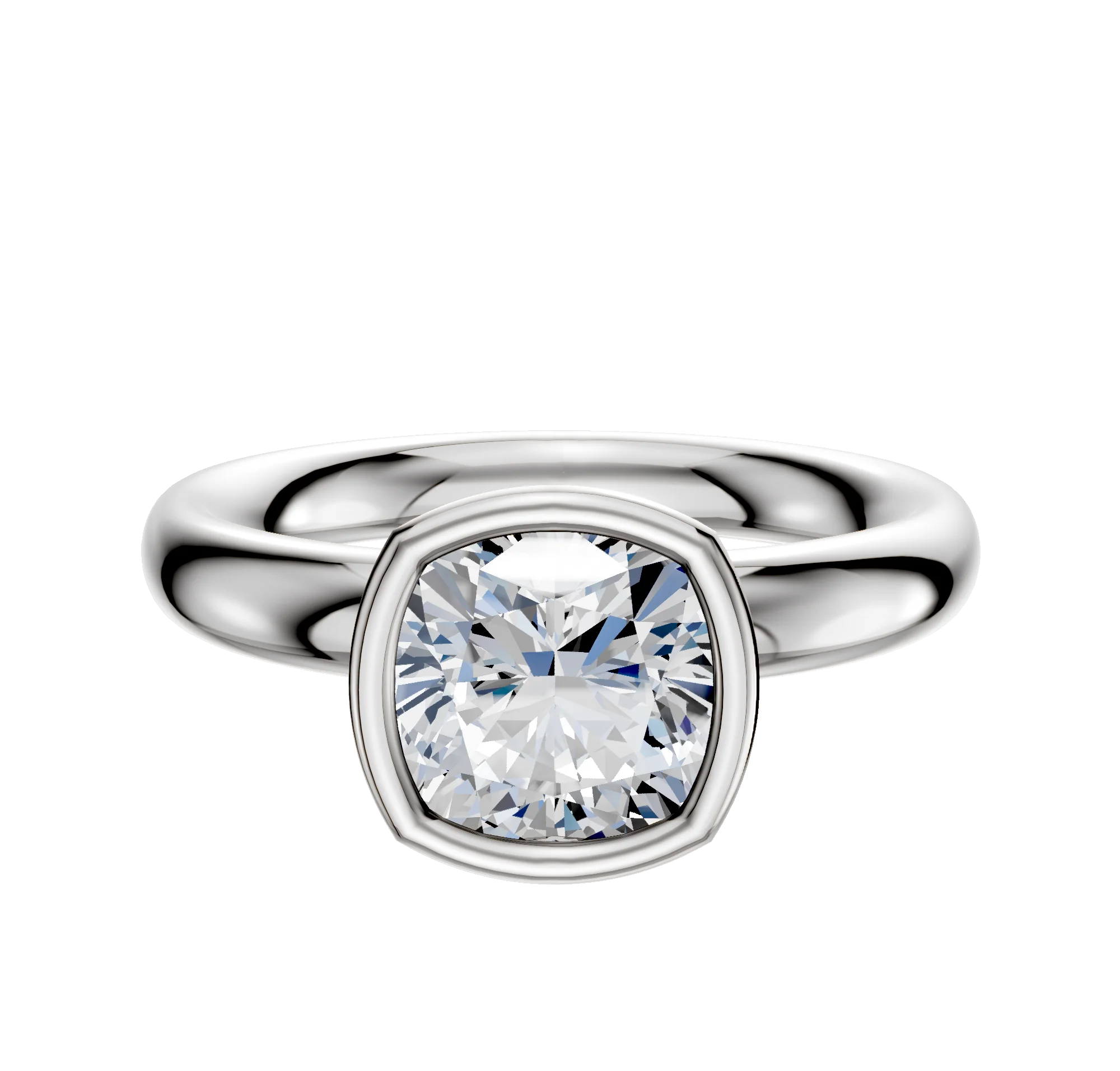 18K White Gold Bezel Full Bezel North/South Classic Dome 3.0mm Engagement Ring