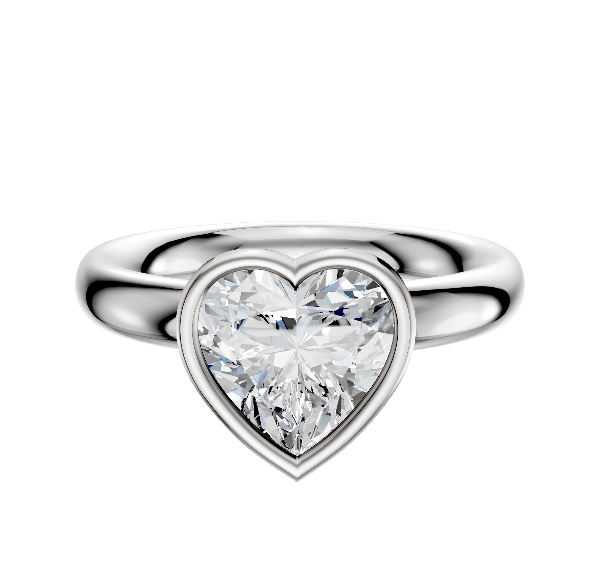 18K White Gold Bezel Full Bezel North/South Classic Dome 3.0mm Engagement Ring