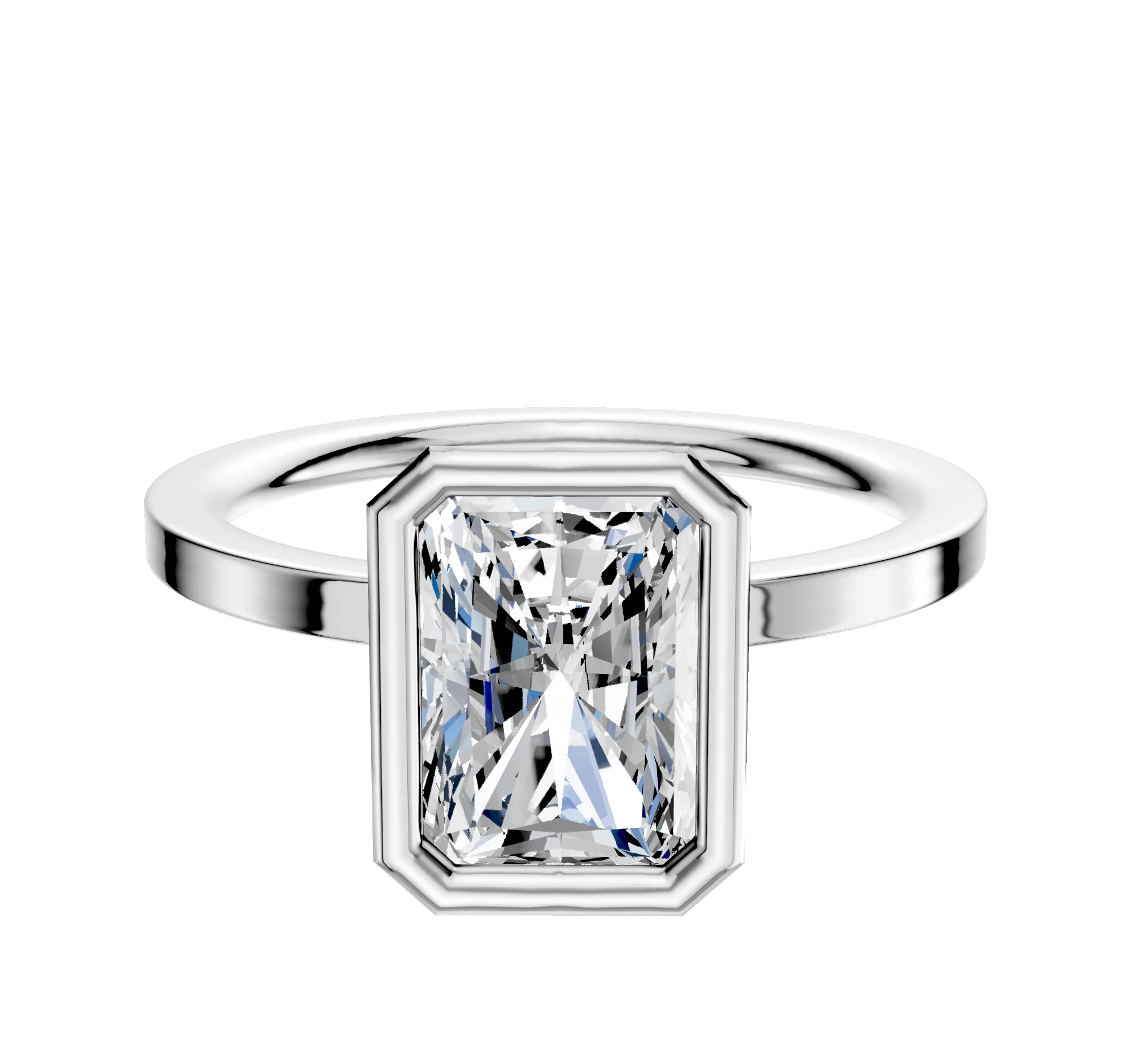 18K White Gold Bezel Full Bezel North/South Classic Flat 1.5mm Engagement Ring