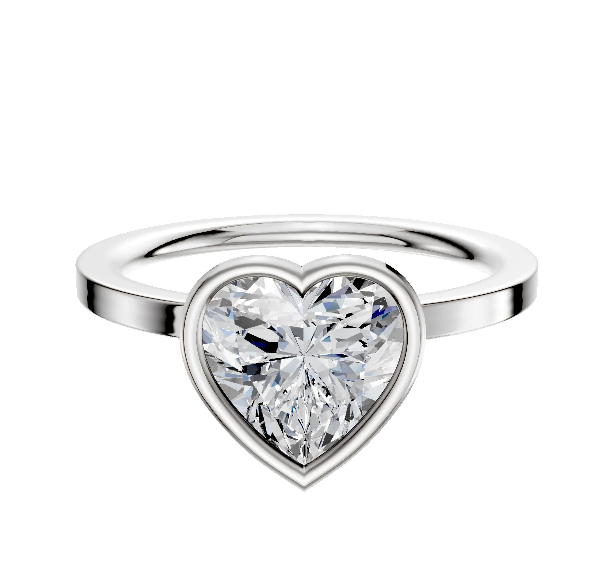 18K White Gold Bezel Full Bezel North/South Classic Flat 1.5mm Engagement Ring