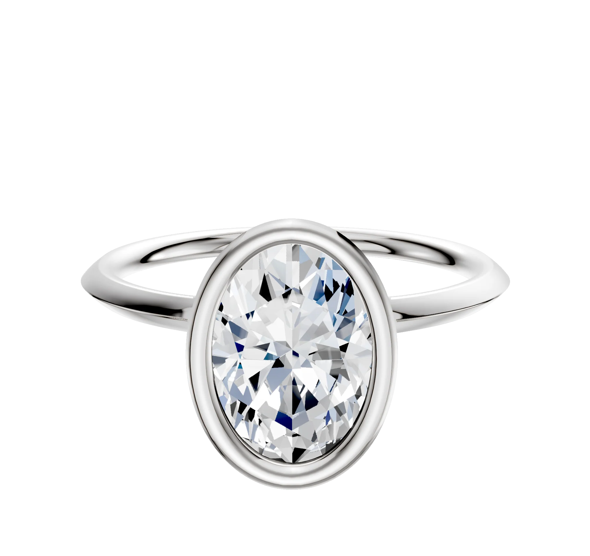 18K White Gold Bezel Full Bezel North/South Classic Knife Edge 1.5mm Engagement Ring