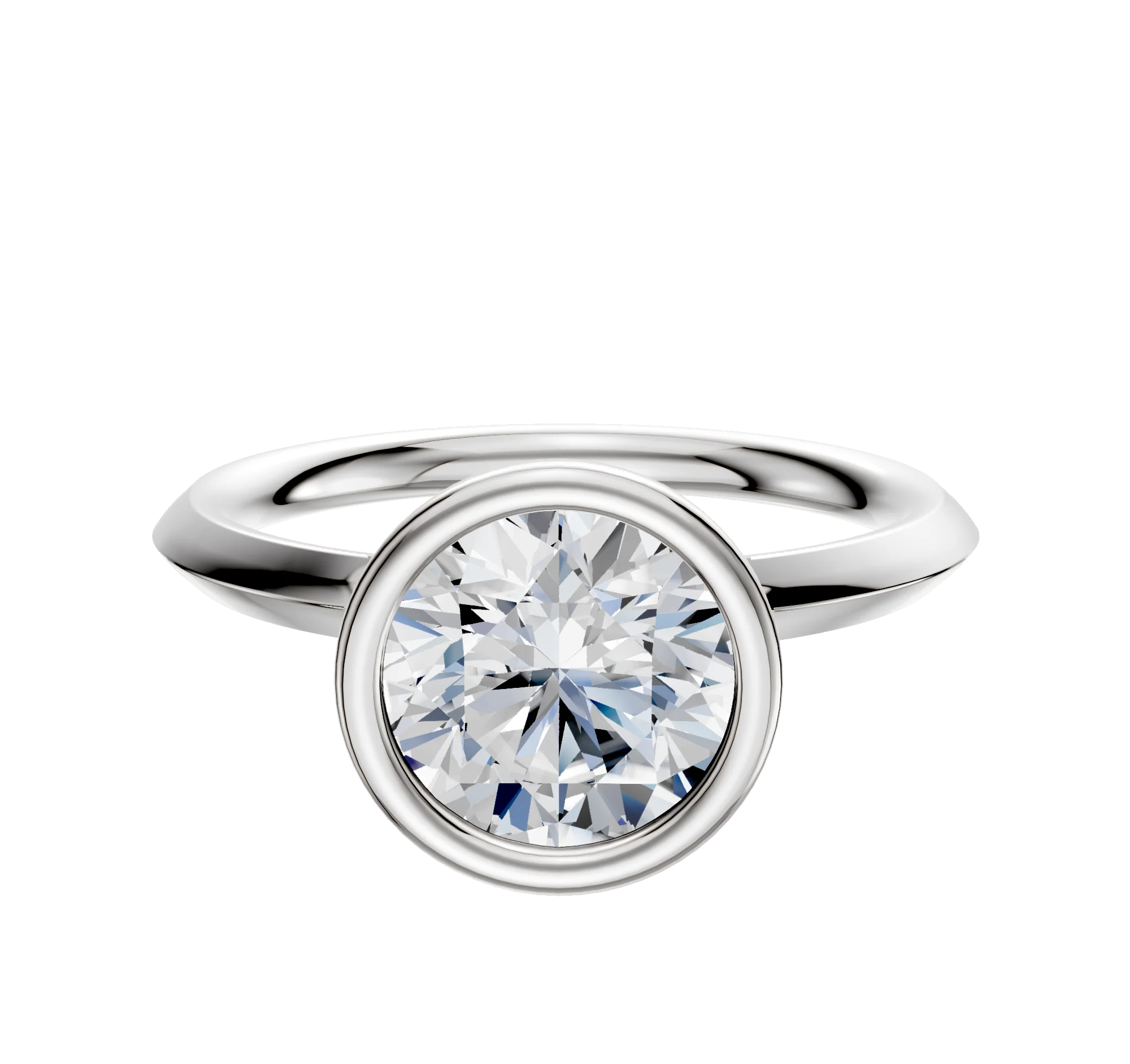 18K White Gold Bezel Full Bezel North/South Classic Knife Edge 2.0mm Engagement Ring