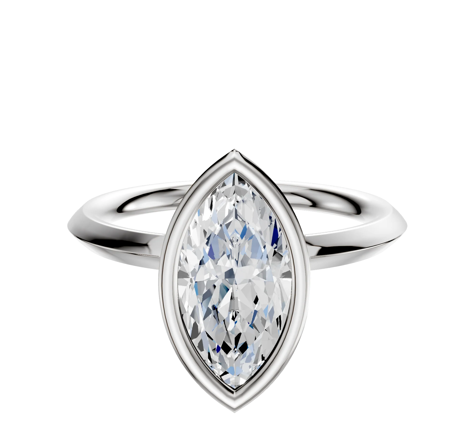 18K White Gold Bezel Full Bezel North/South Classic Knife Edge 2.0mm Engagement Ring