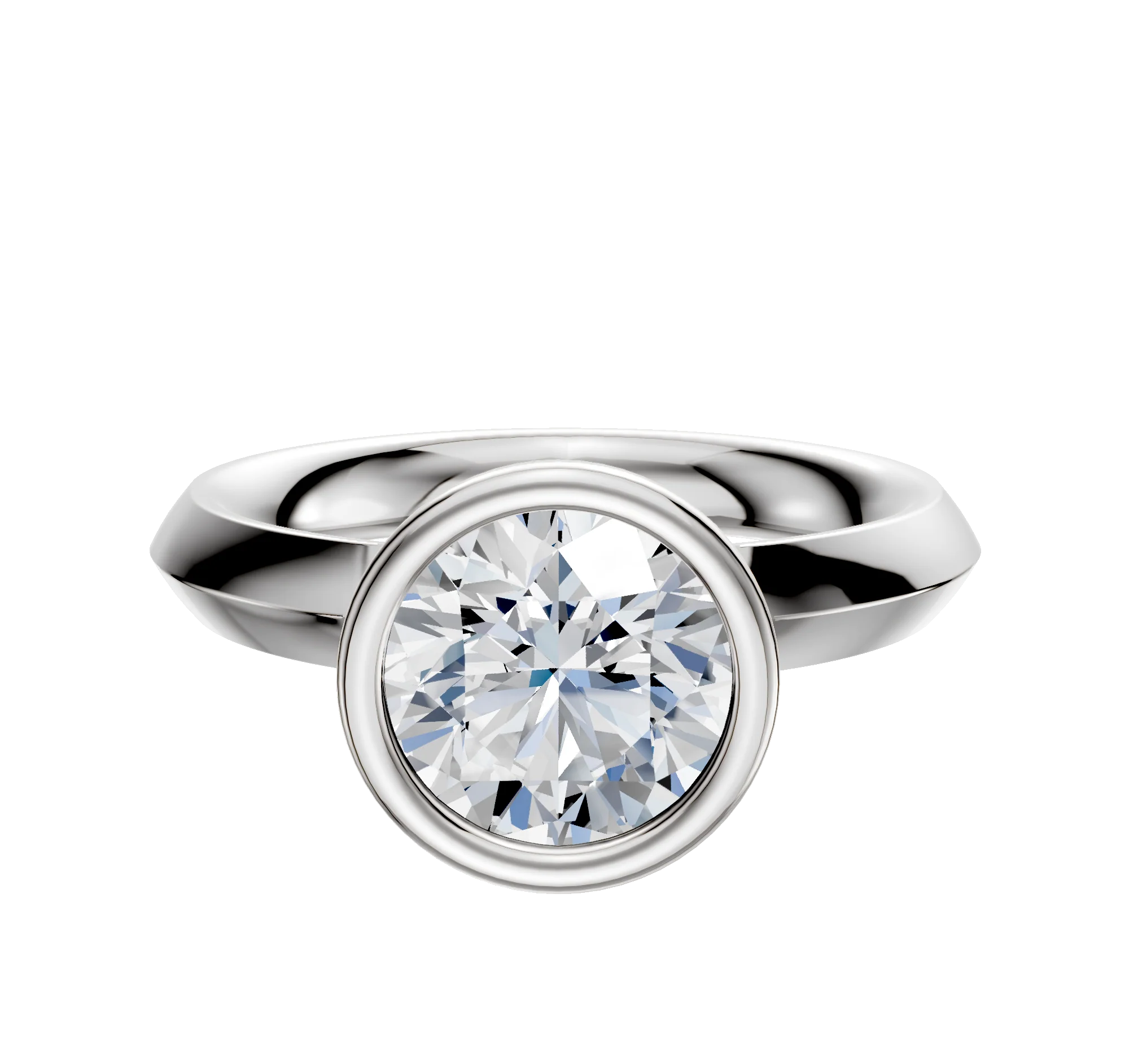 18K White Gold Bezel Full Bezel North/South Classic Knife Edge 3.0mm Engagement Ring