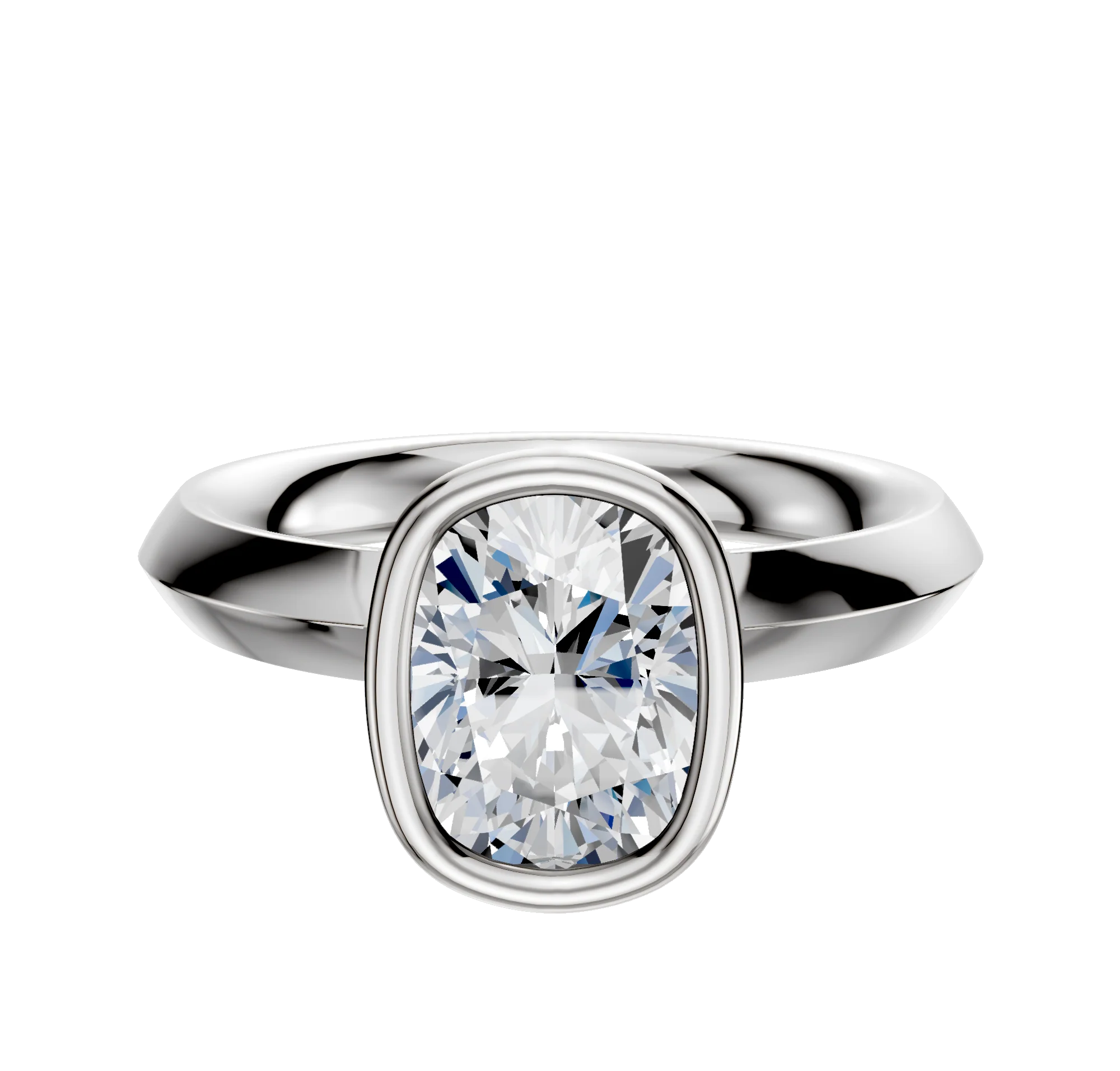 18K White Gold Bezel Full Bezel North/South Classic Knife Edge 3.0mm Engagement Ring