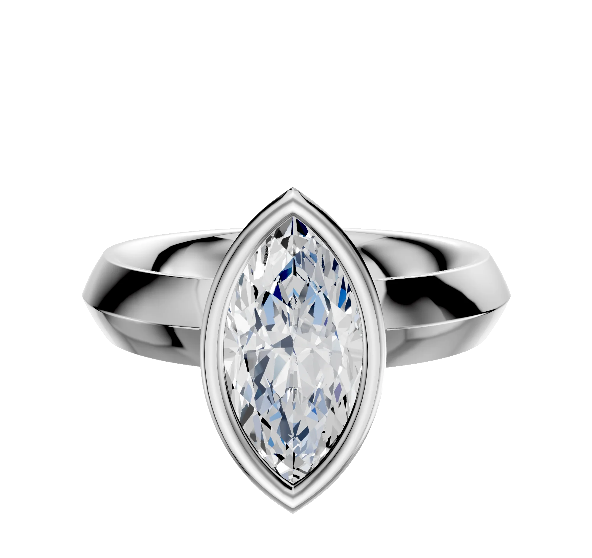 18K White Gold Bezel Full Bezel North/South Classic Knife Edge 4.0mm Engagement Ring