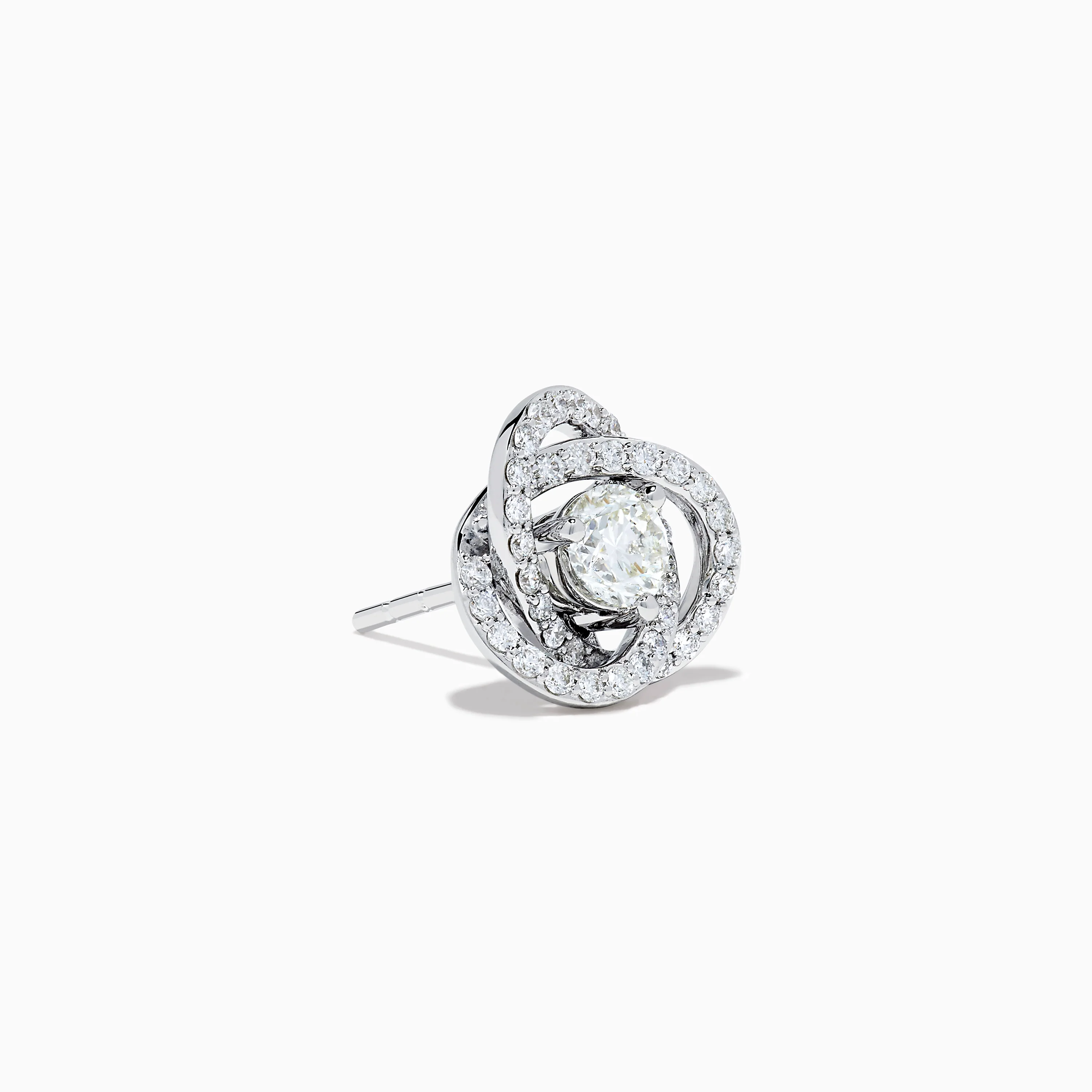 18K White Gold Diamond Love Knot Stud Earrings - Image 3