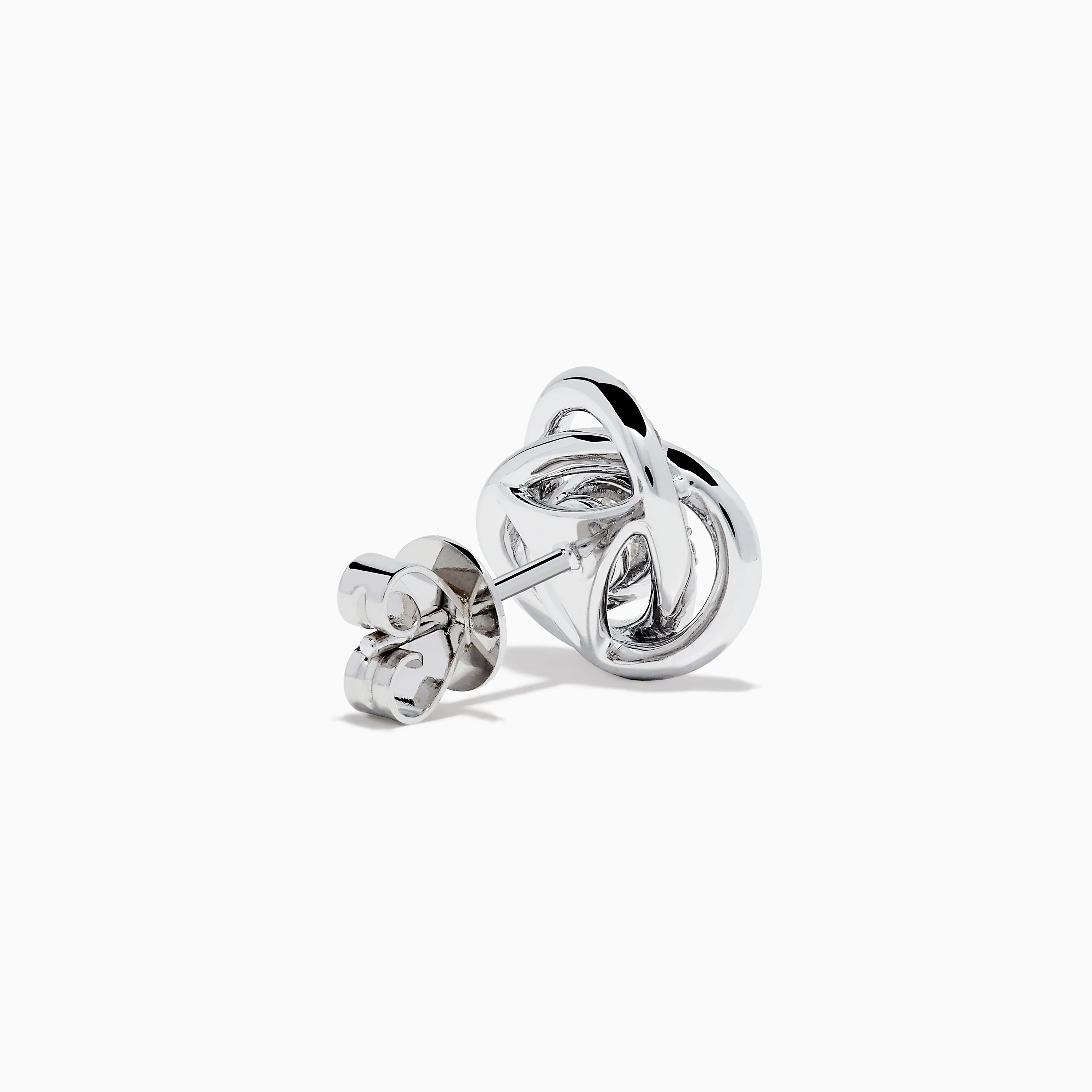 18K White Gold Diamond Love Knot Stud Earrings - Image 4