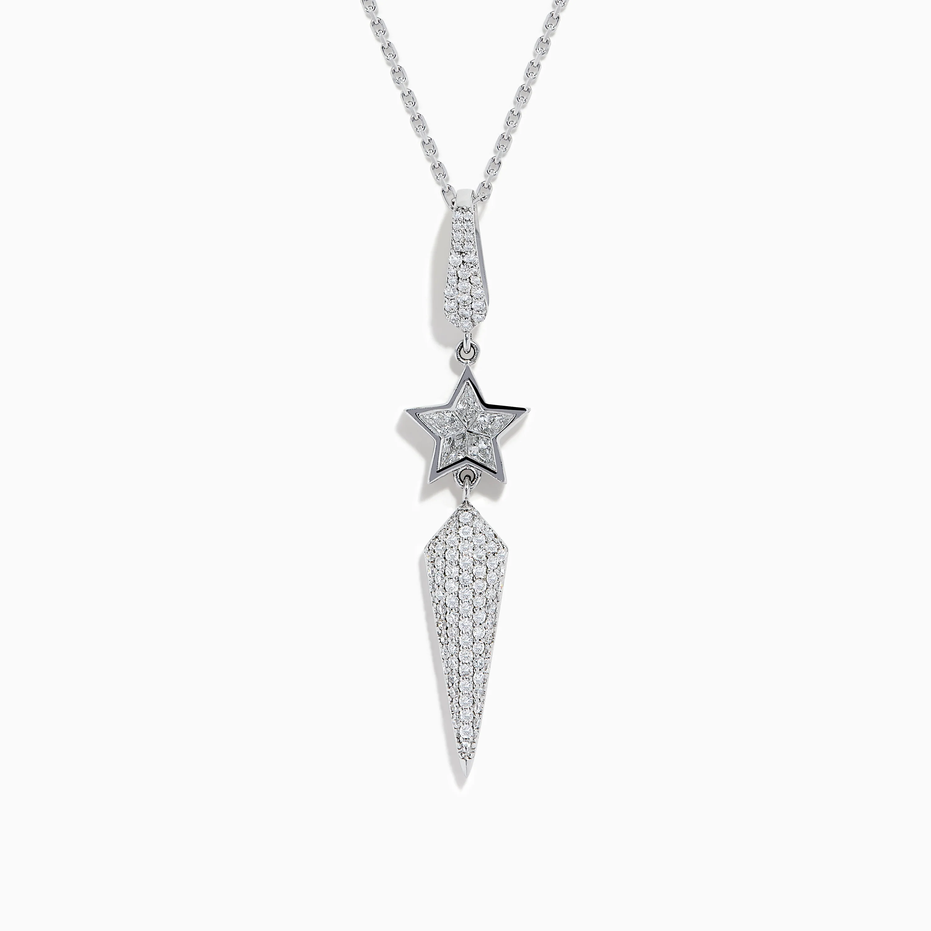 18K White Gold Diamond Shooting Star Lariat Pendant